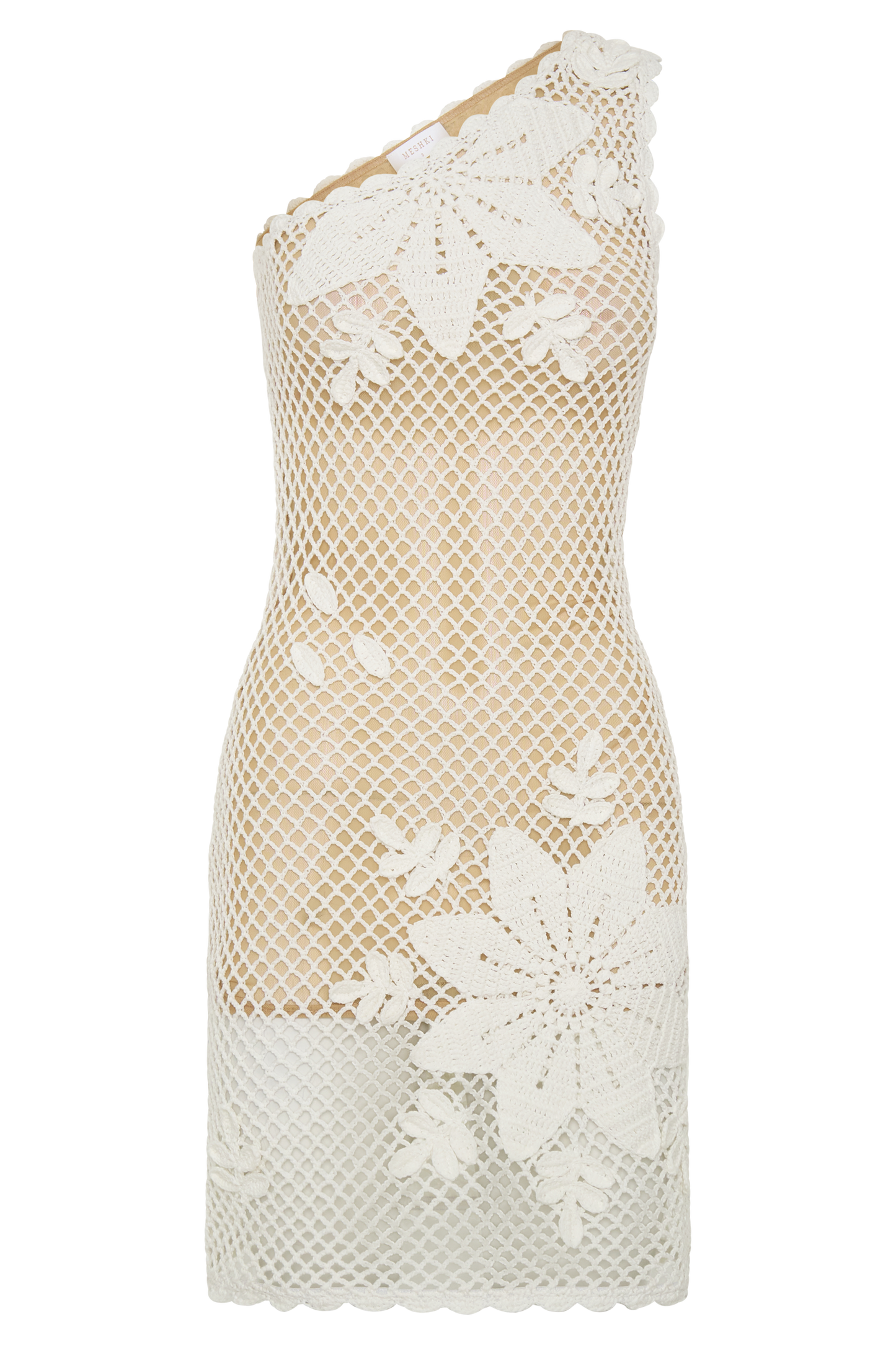 Barker Hand Crochet Knit Mini Dress - White