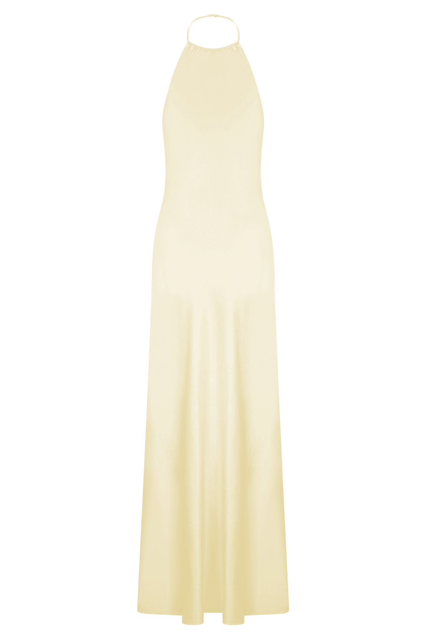 Bella Satin Halter Maxi Dress - Lemon