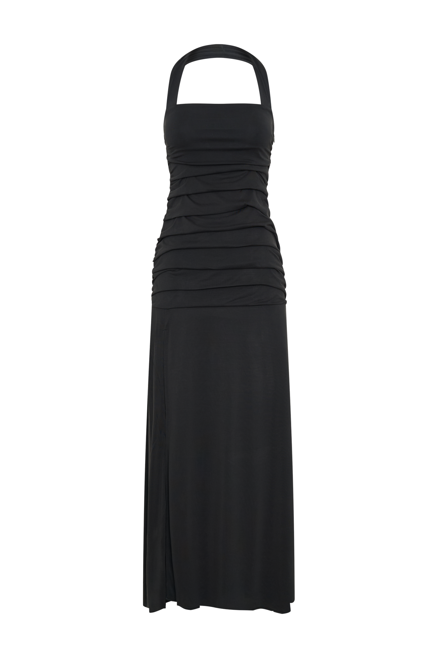 Bentley Peached Jersey Halter Maxi Dress - Black