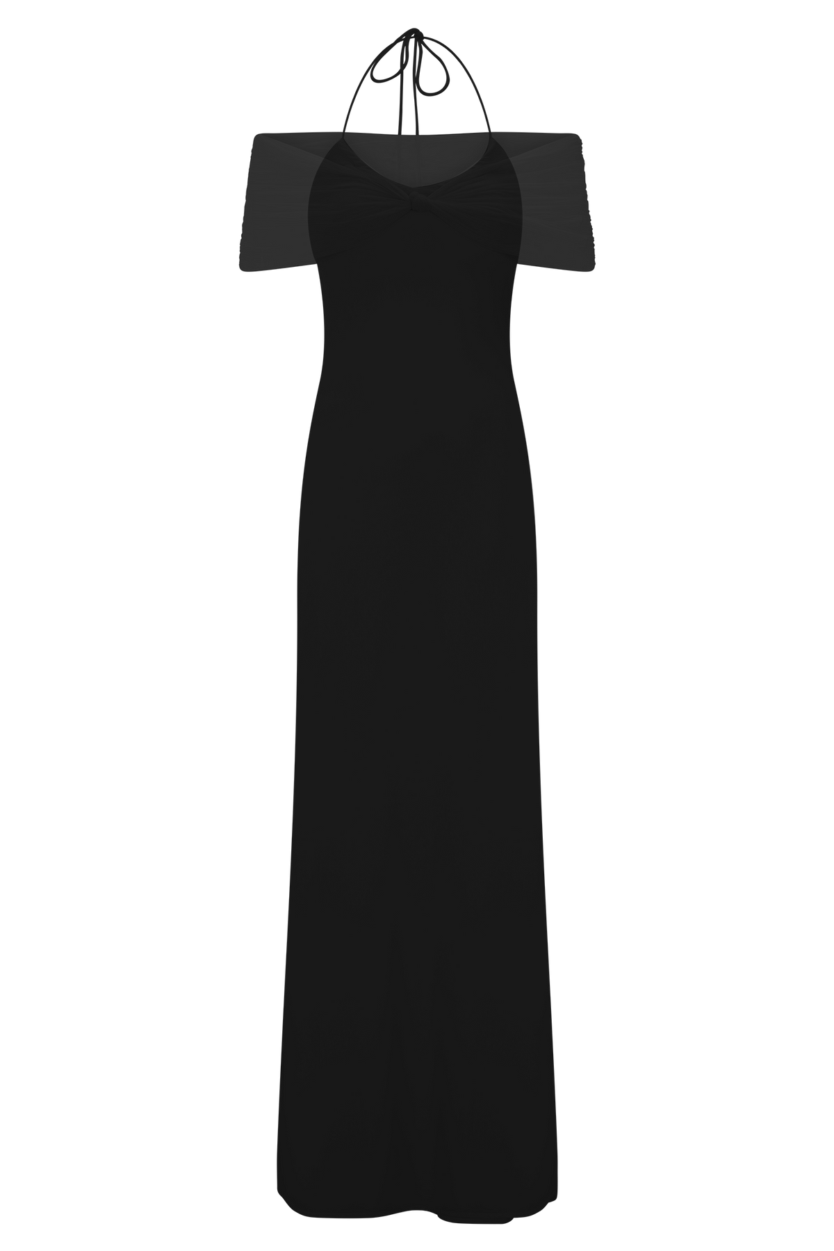 Bernadina Mesh And Slinky Halter Maxi Dress - Black
