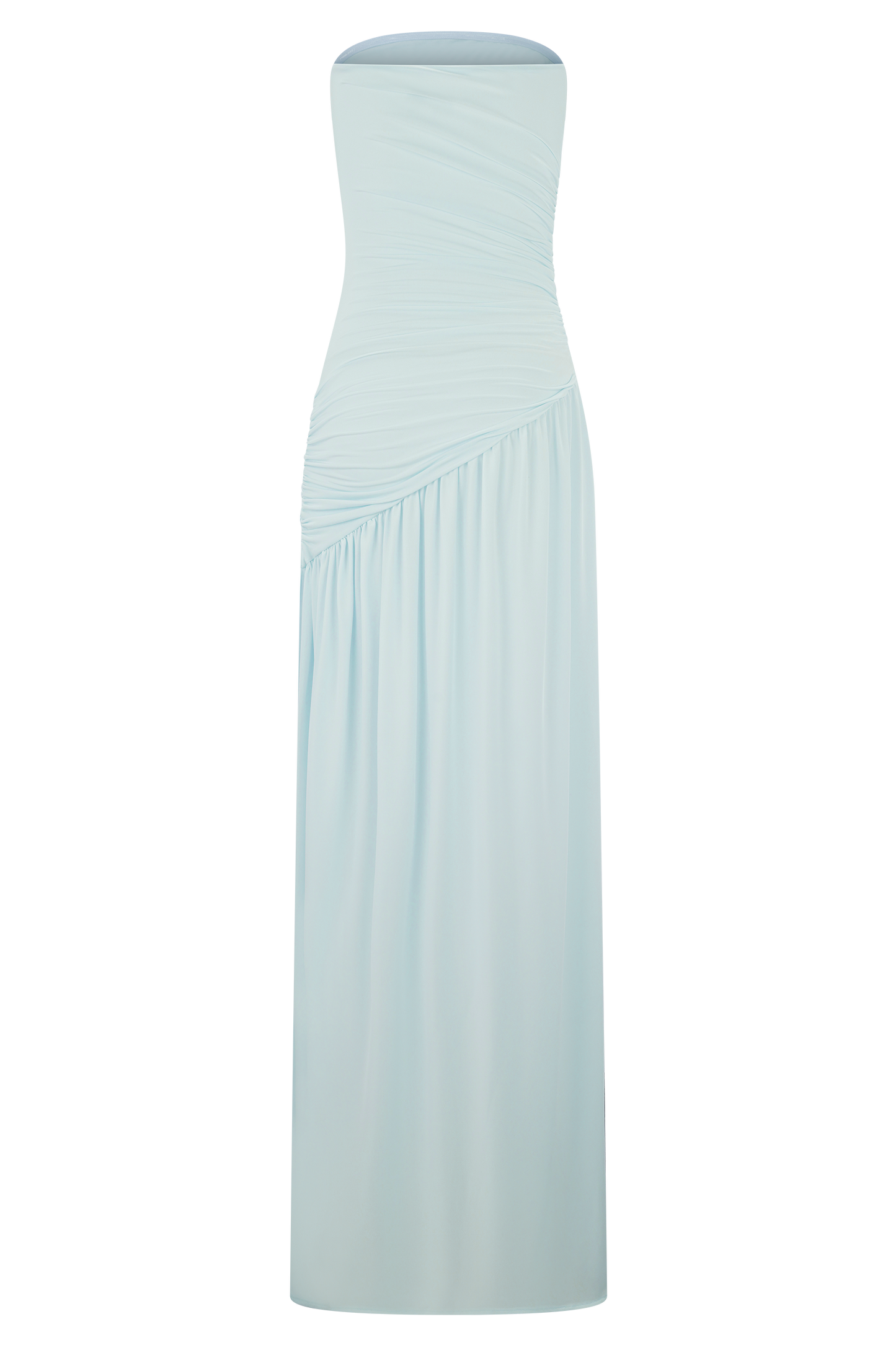 Bex Strapless Slinky Maxi Dress With Split - Pale Blue