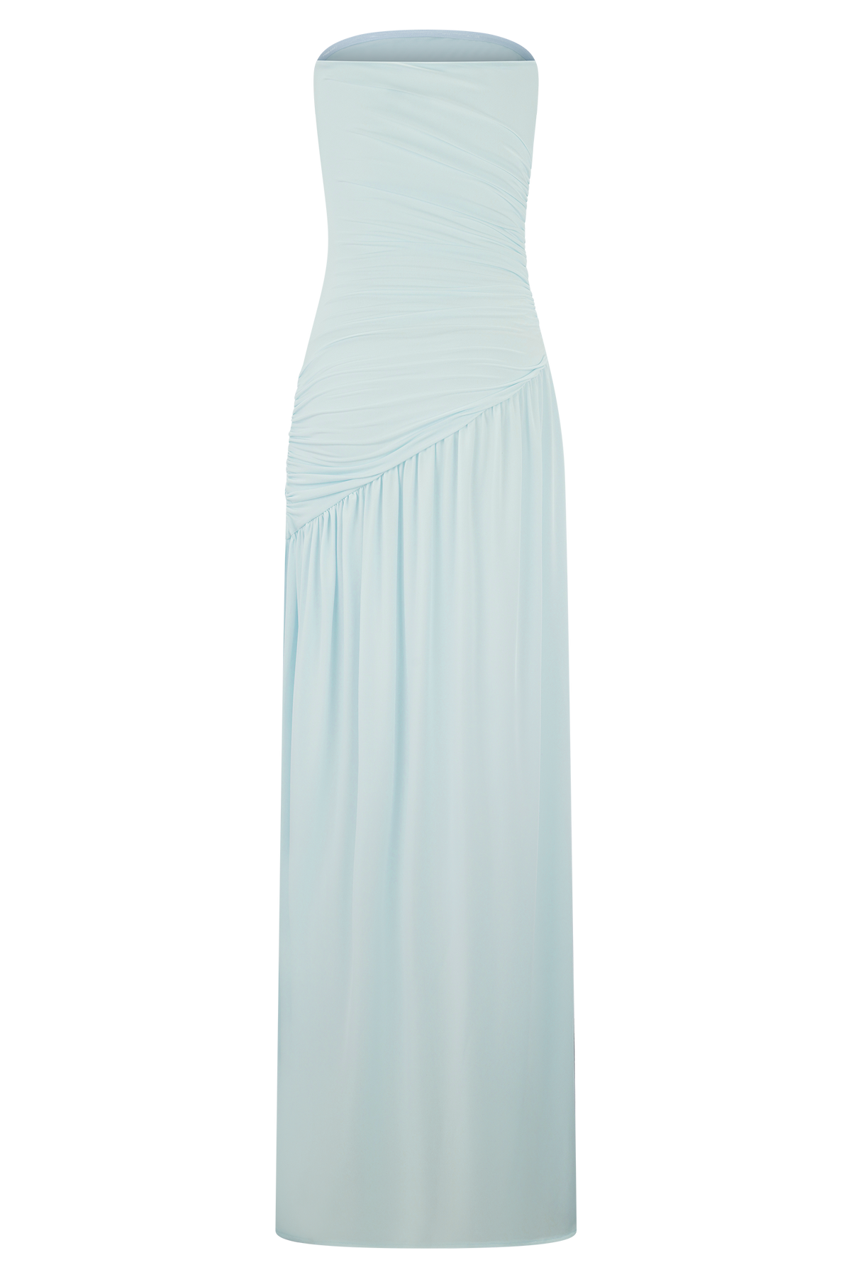 Bex Strapless Slinky Maxi Dress With Split - Pale Blue