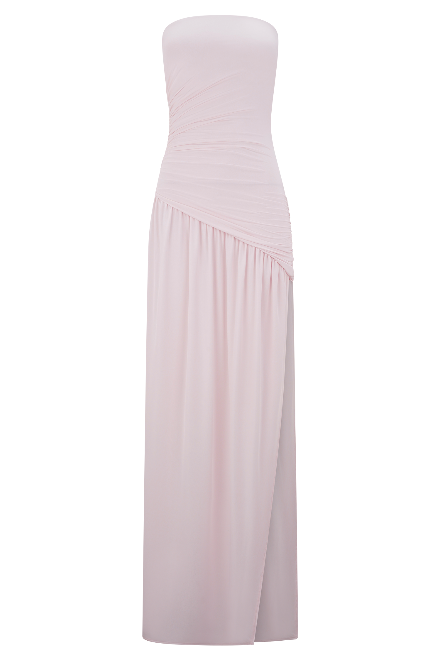 Bex Strapless Slinky Maxi Dress With Split - Pale Pink #7
