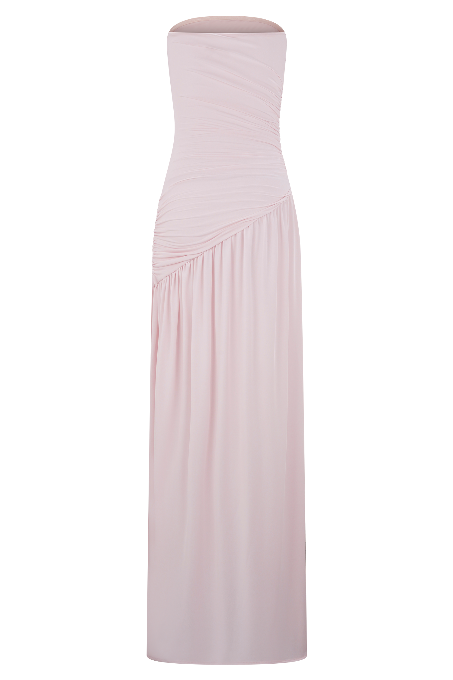 Bex Strapless Slinky Maxi Dress With Split - Pale Pink #6