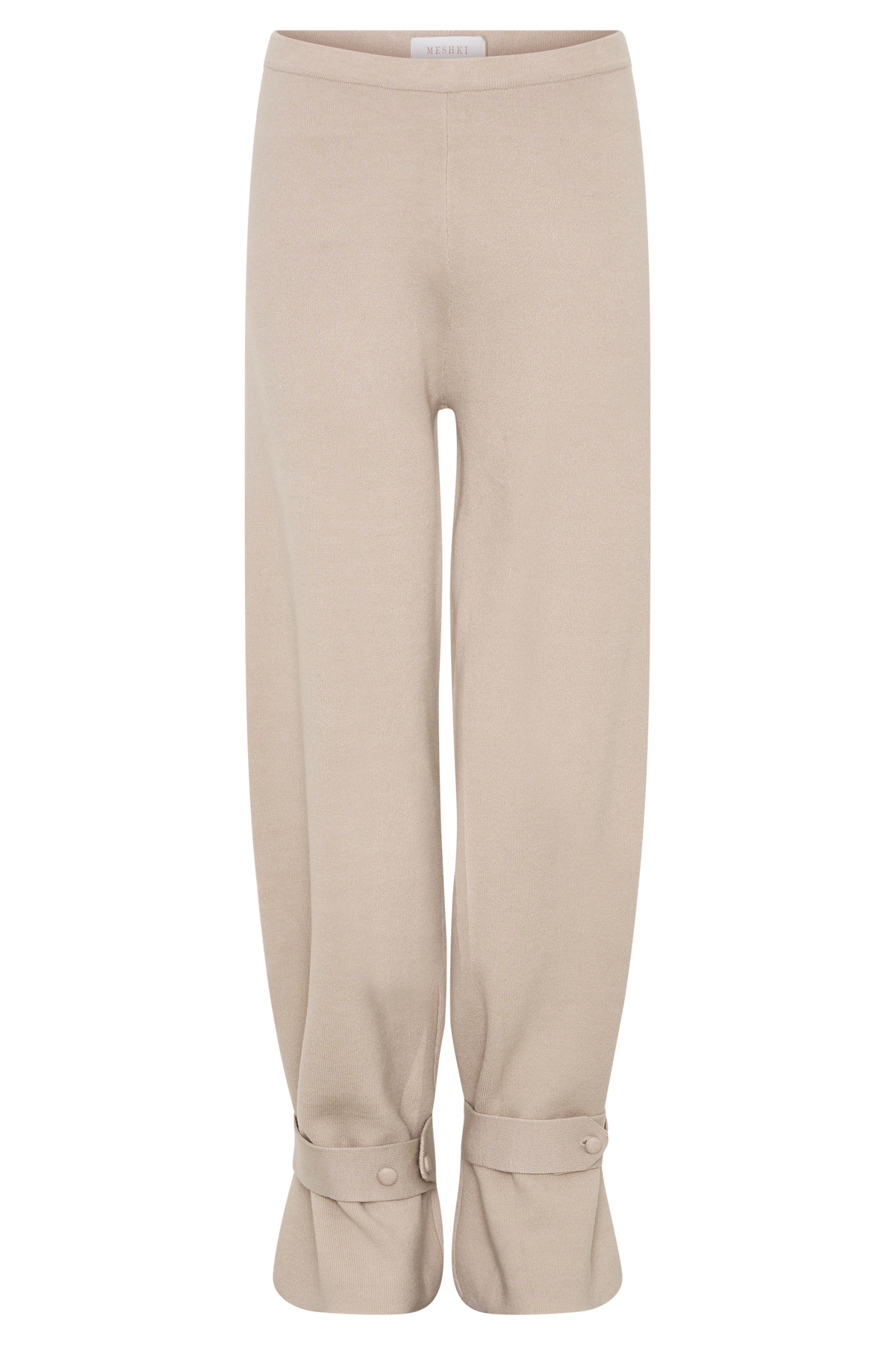 Blaine Knit Cuffed Wide Leg Pants - Oat Marle