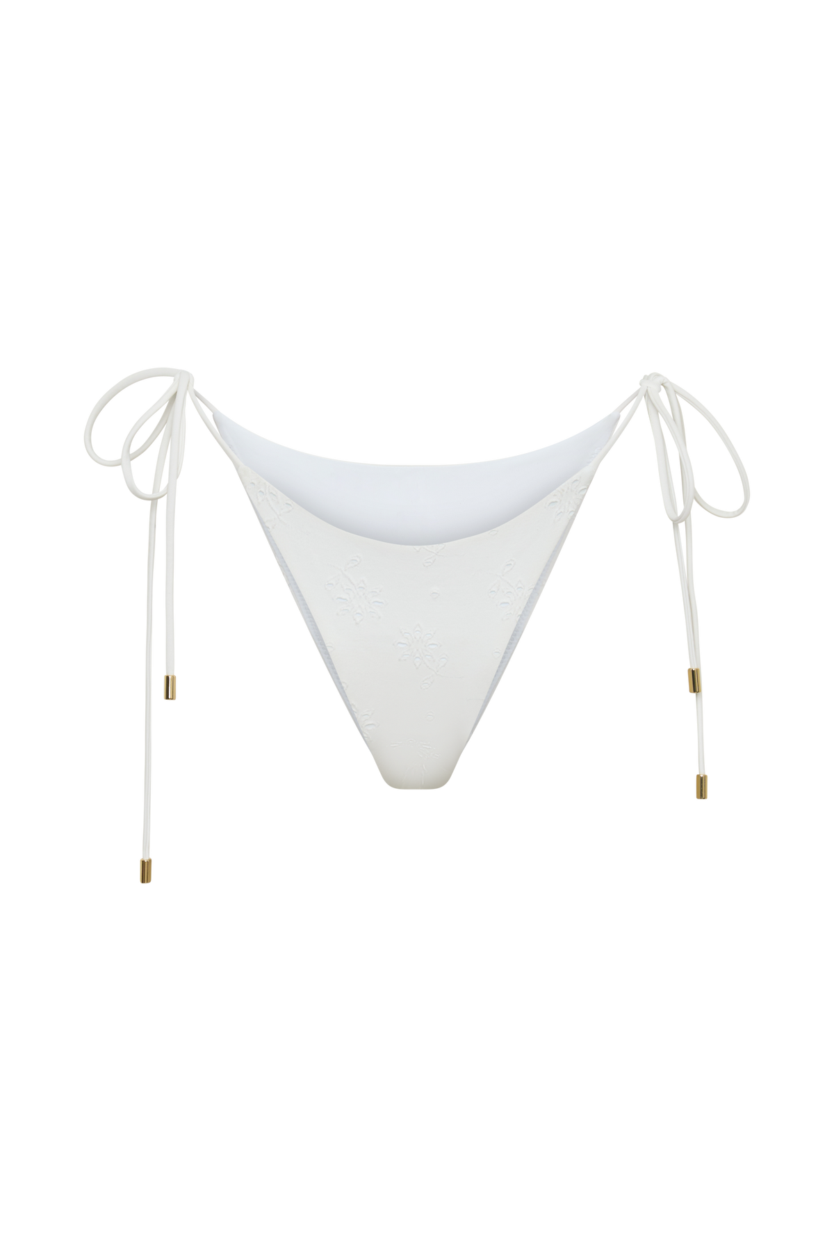 Blossom Side Tie Bikini Bottom - White Textured Fabric