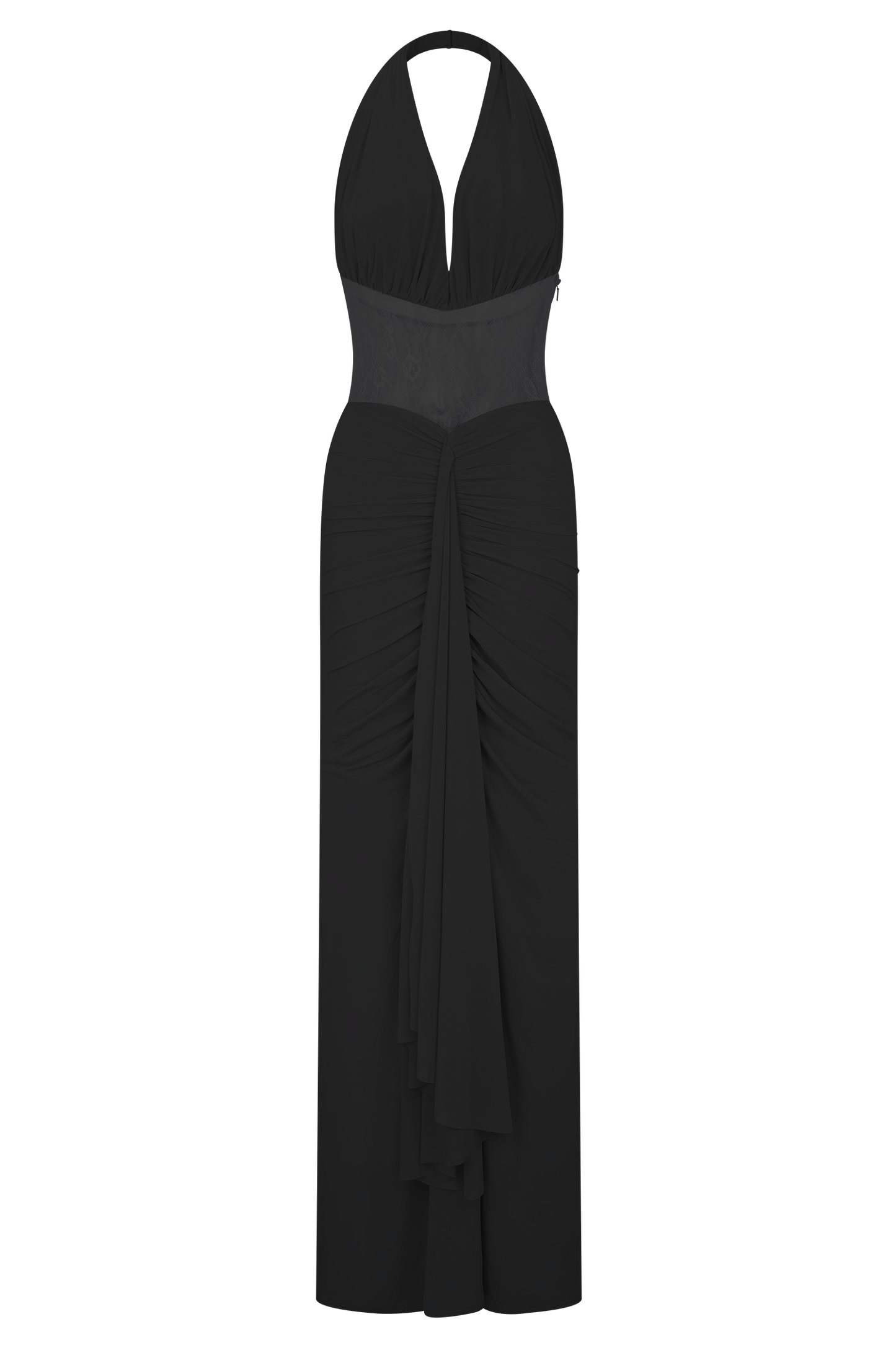 Bonnie Slinky And Lace Maxi Dress - Black