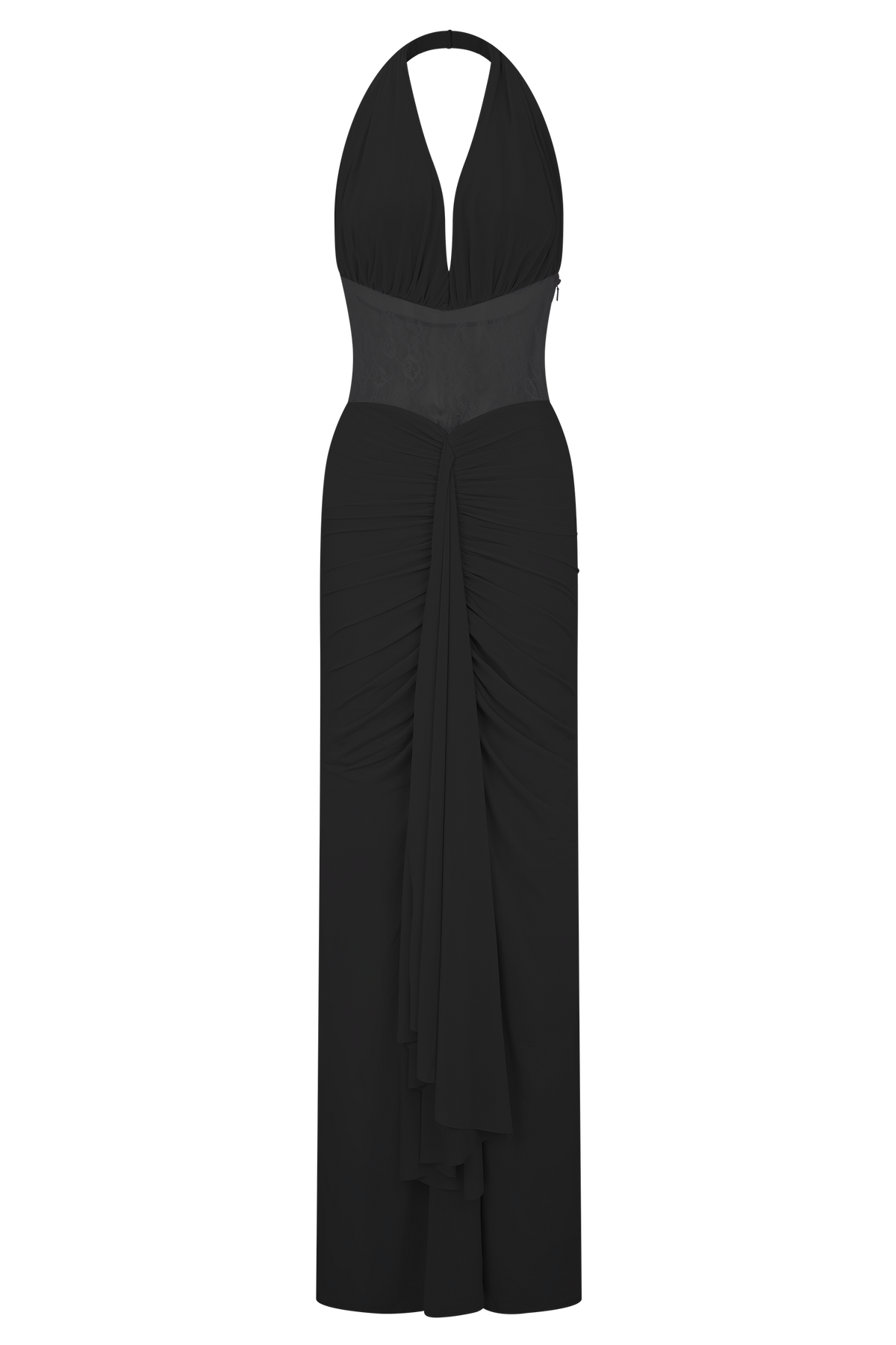 Bonnie Slinky And Lace Maxi Dress - Black