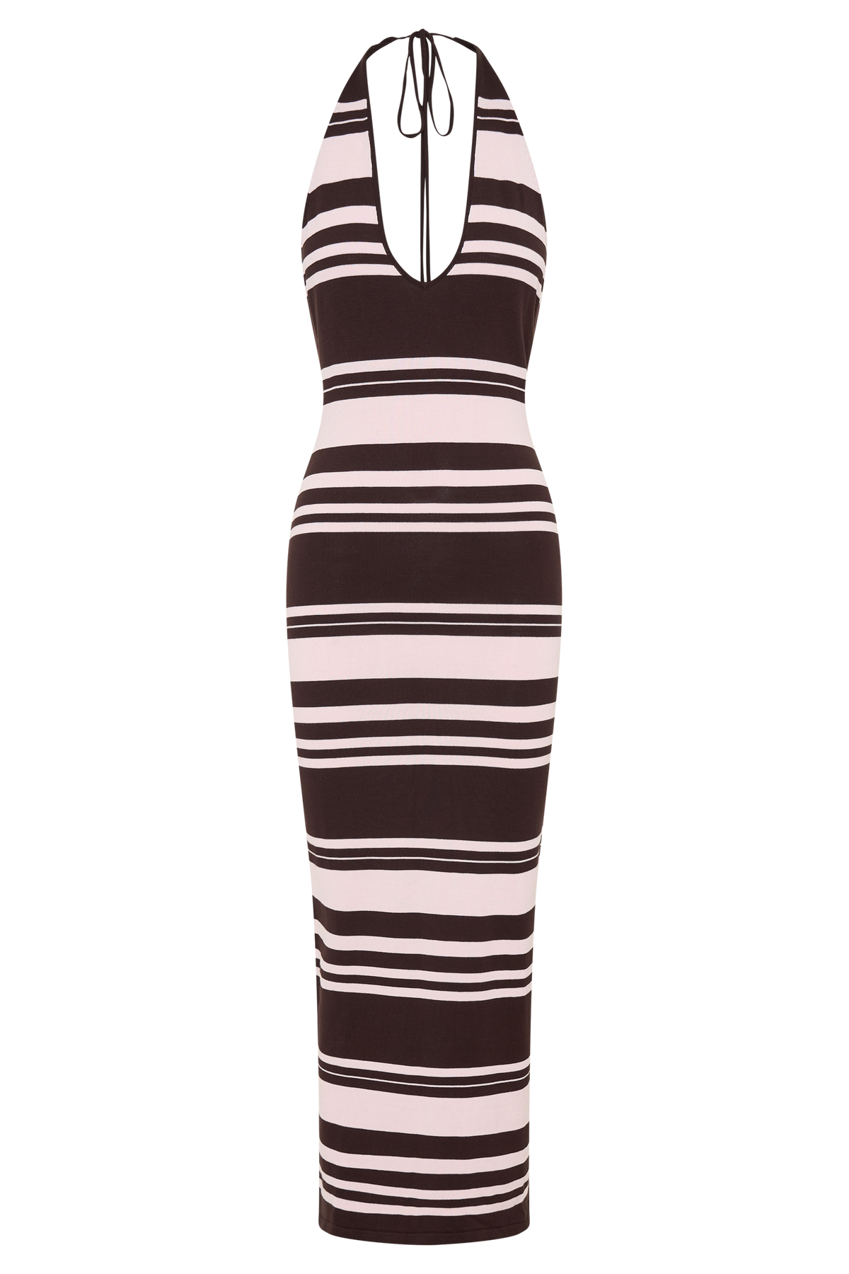 Brienne Stripe Midi Dress - Pink/Chocolate