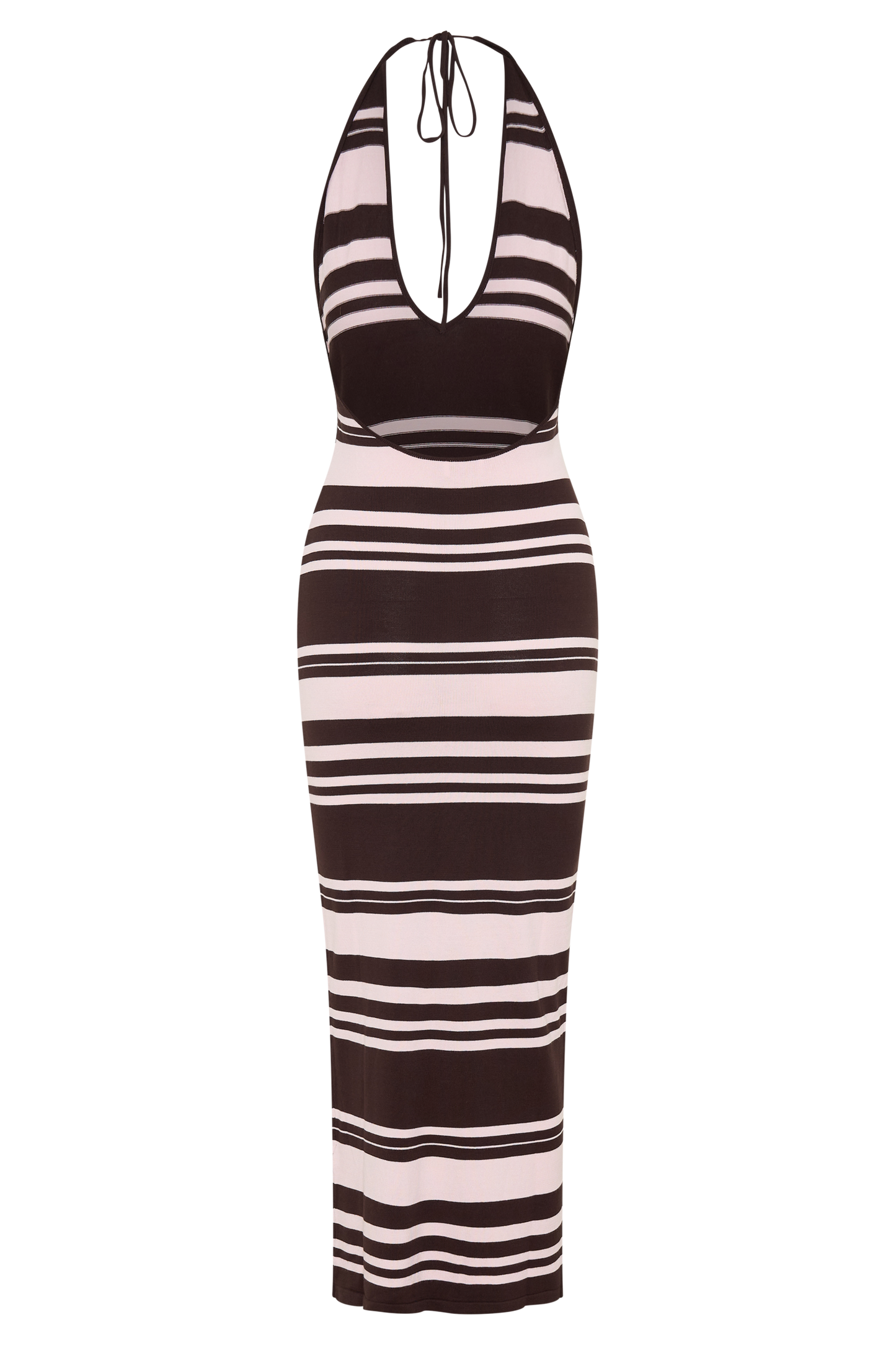Brienne Stripe Midi Dress - Pink/Chocolate