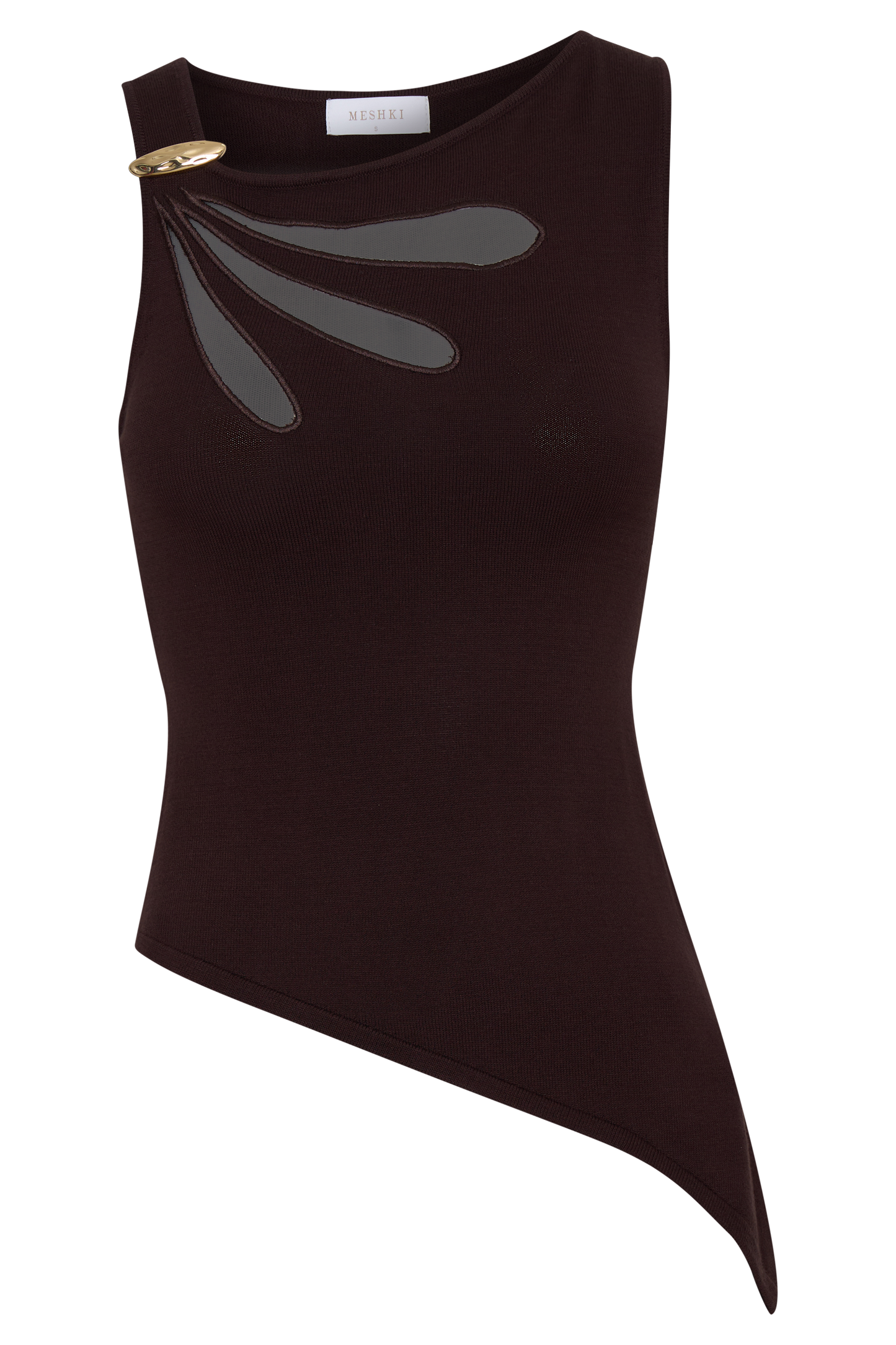 Brock Asymmetrical Neckline Knit Top - Dark Chocolate