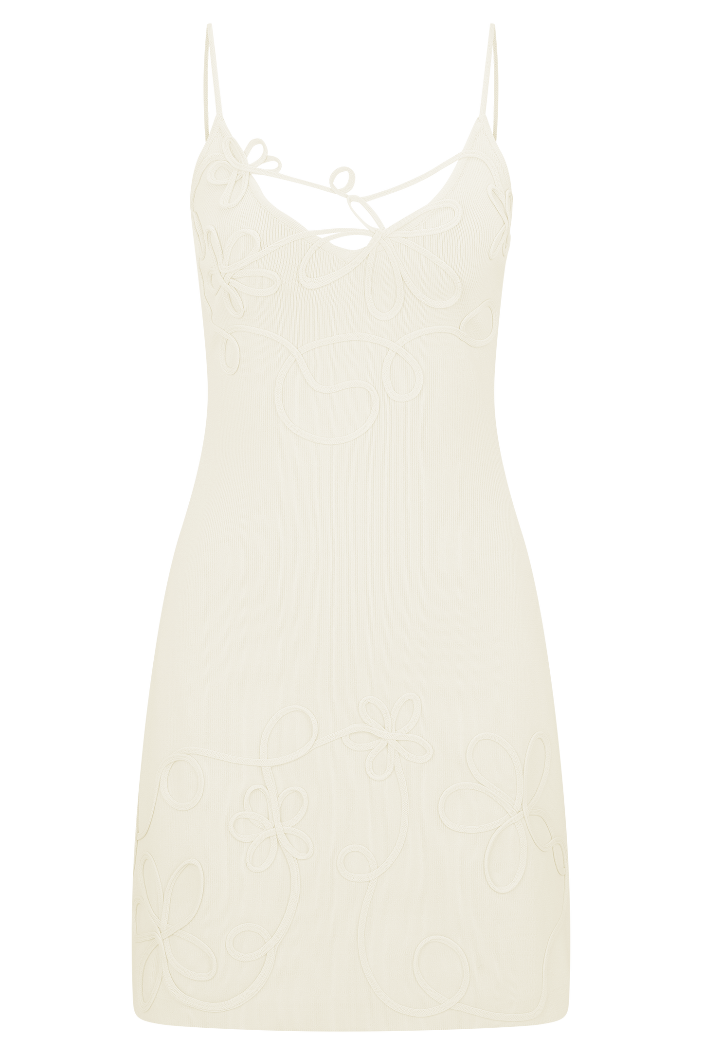Brullo Embroidery Knit Mini Dress - Ivory