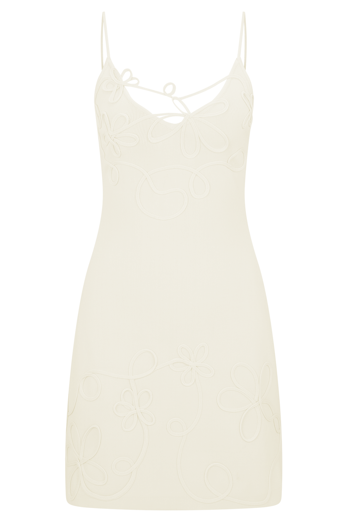 Brullo Embroidery Knit Mini Dress - Ivory
