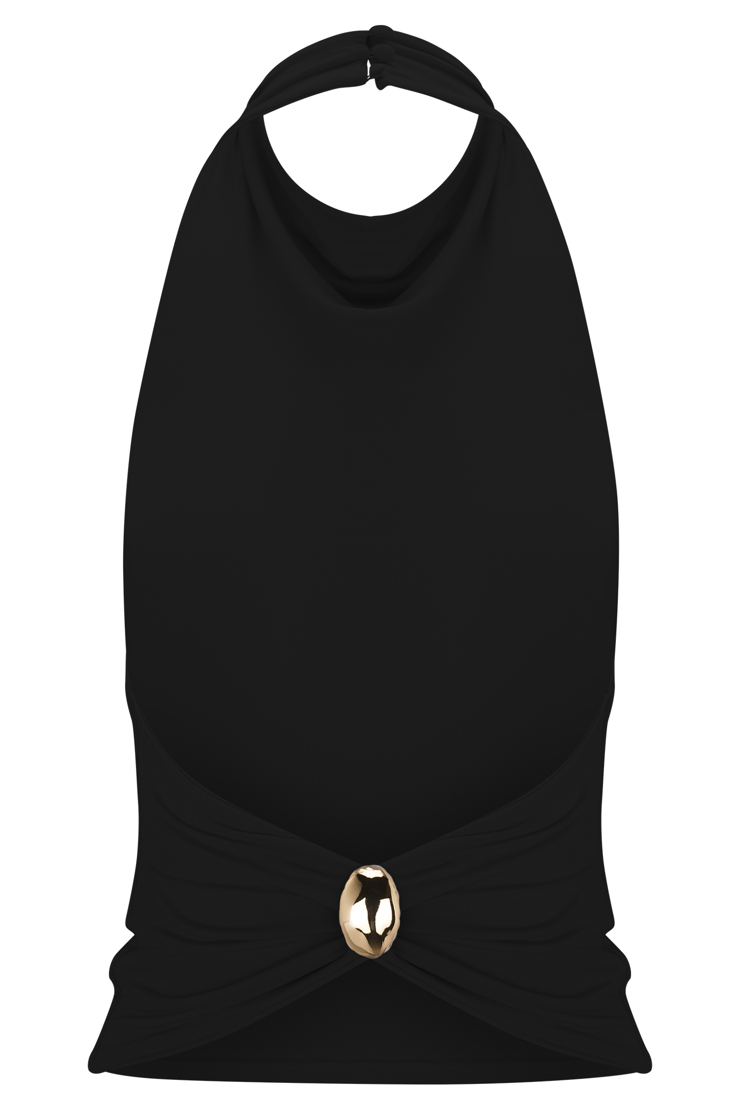 Calandra Slinky Halter Top With Hardware - Black