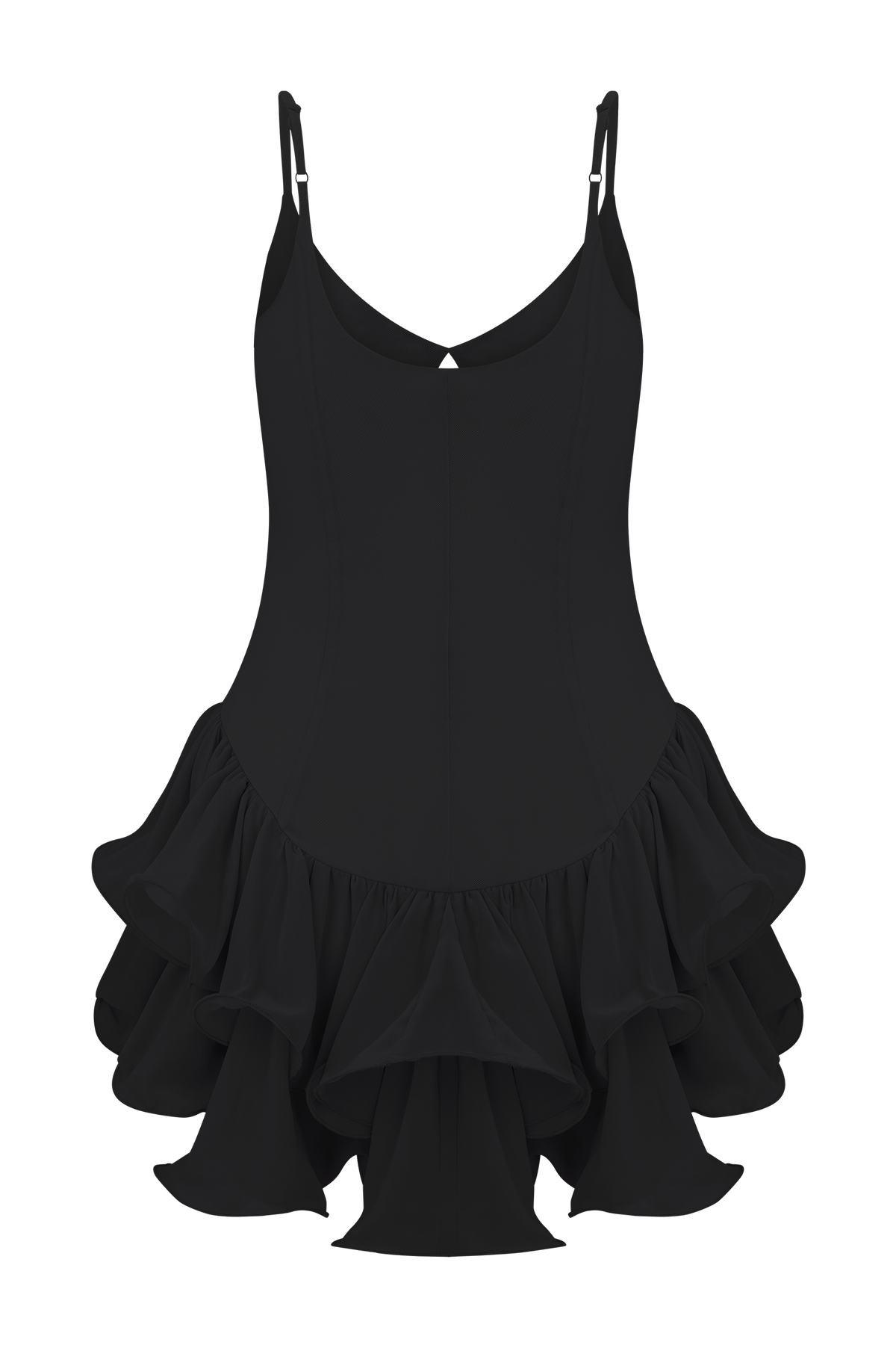 Calantha Ruffle Mesh Mini Dress - Black