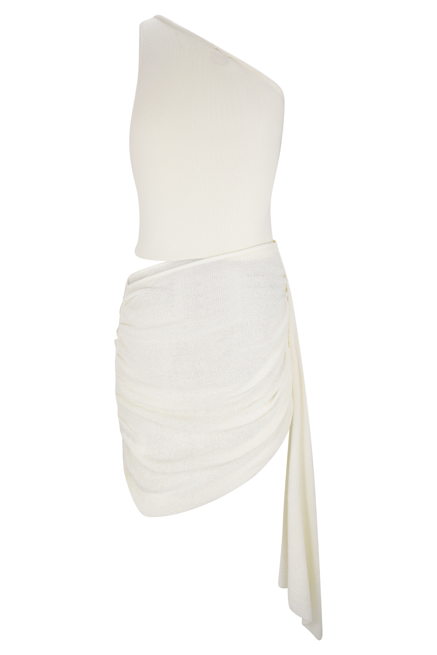 Cali Drape Skirt Knit Mini Dress - Ivory