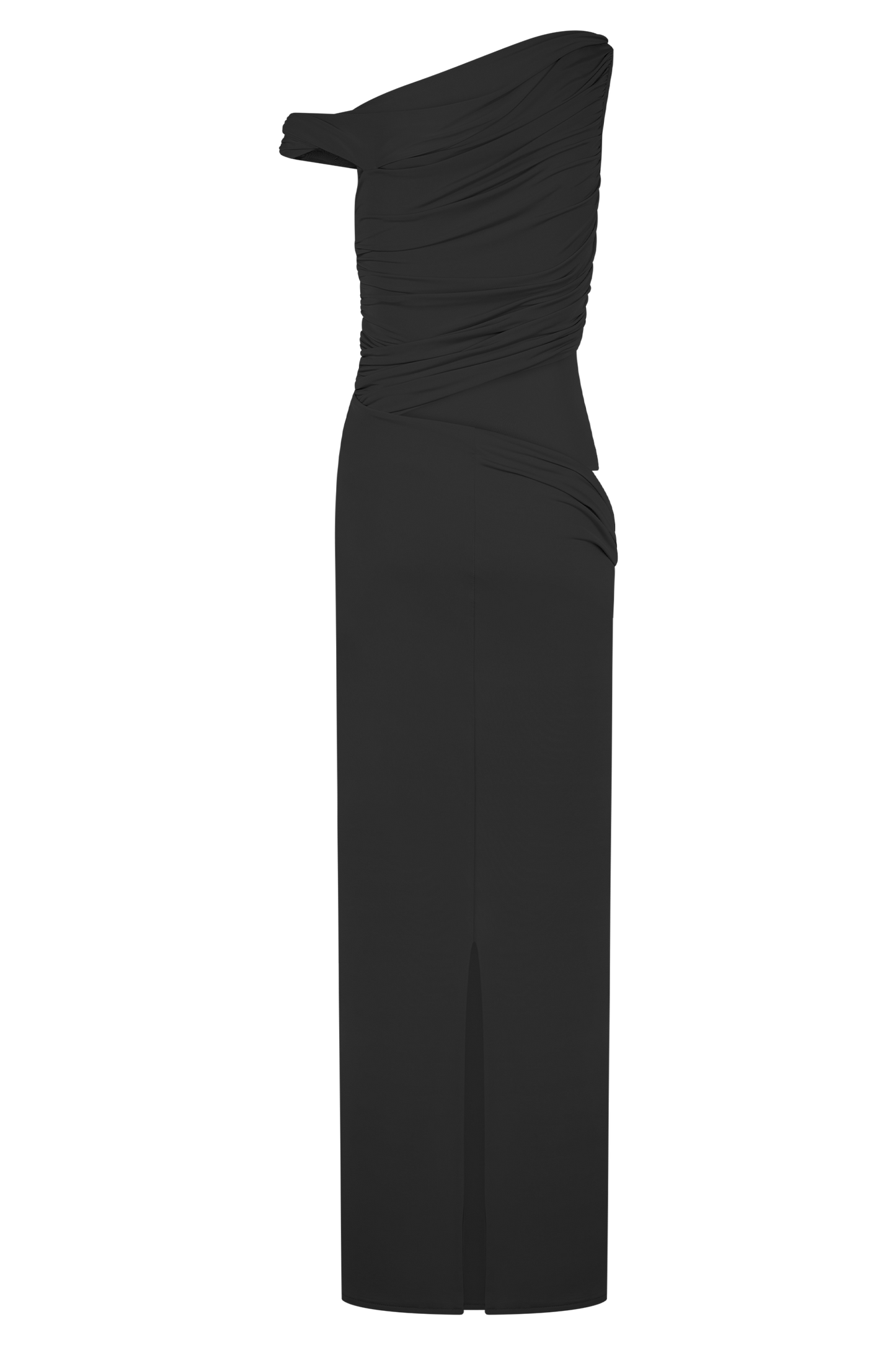 Callen One Shoulder Slinky Maxi Dress - Black