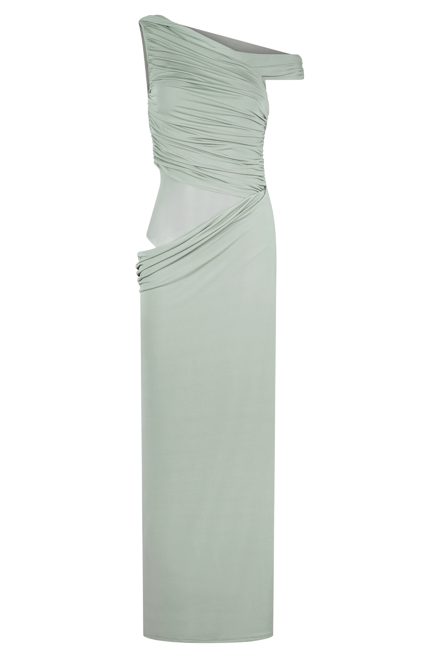 Callen One Shoulder Slinky Maxi Dress - Sage #8