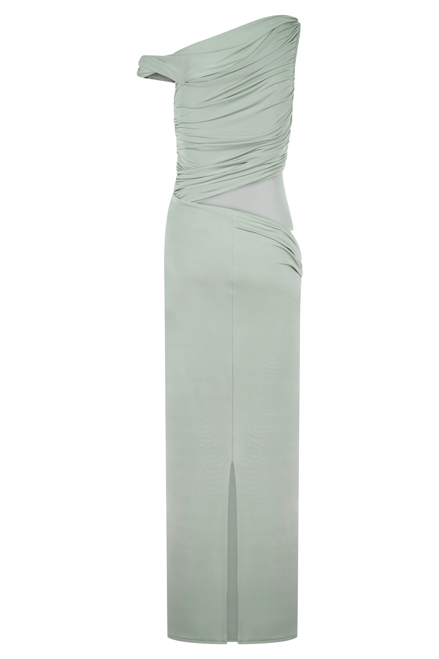 Callen One Shoulder Slinky Maxi Dress - Sage #7