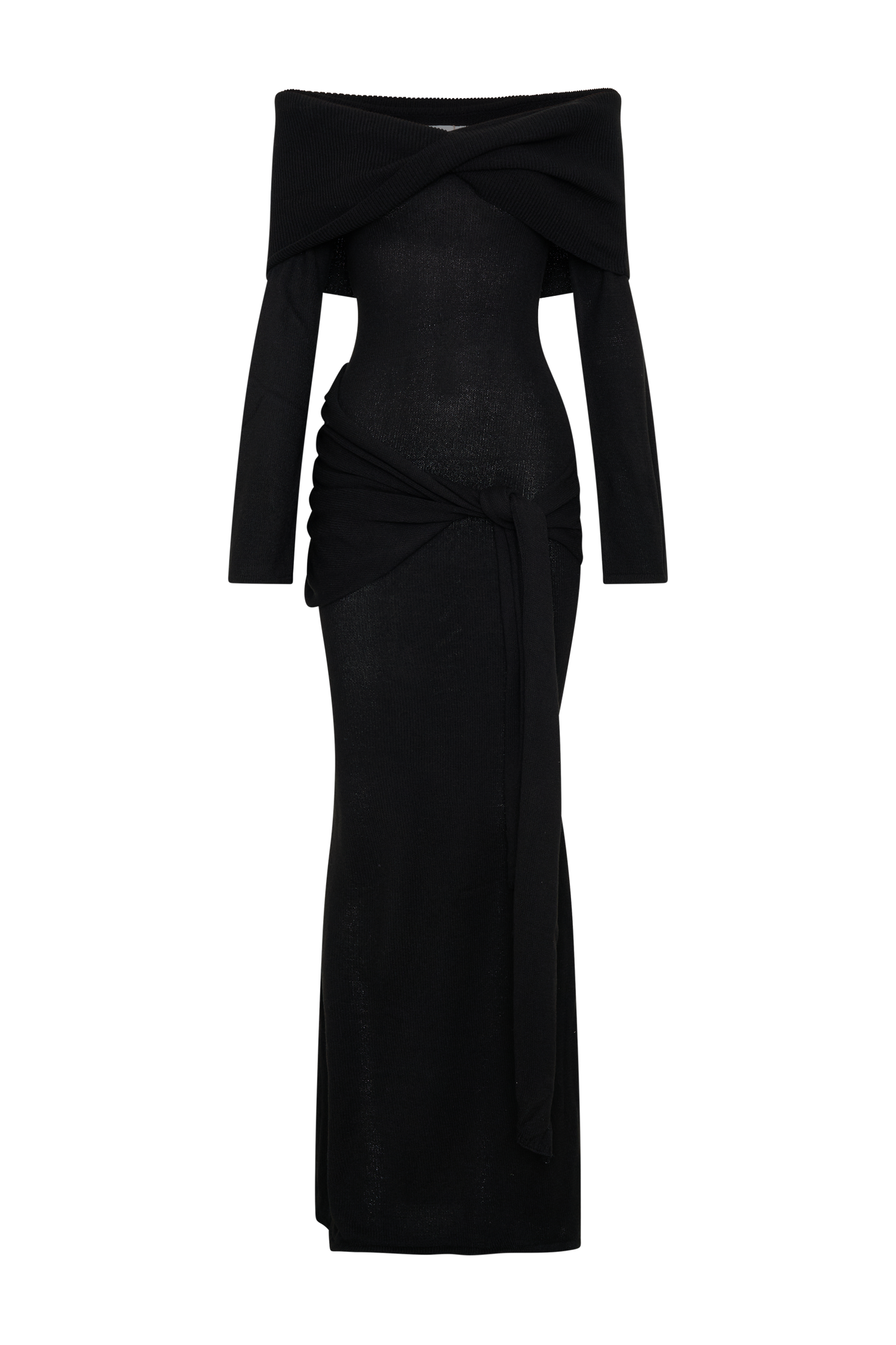 Cameron Off Shoulder Tie Maxi Dress - Black