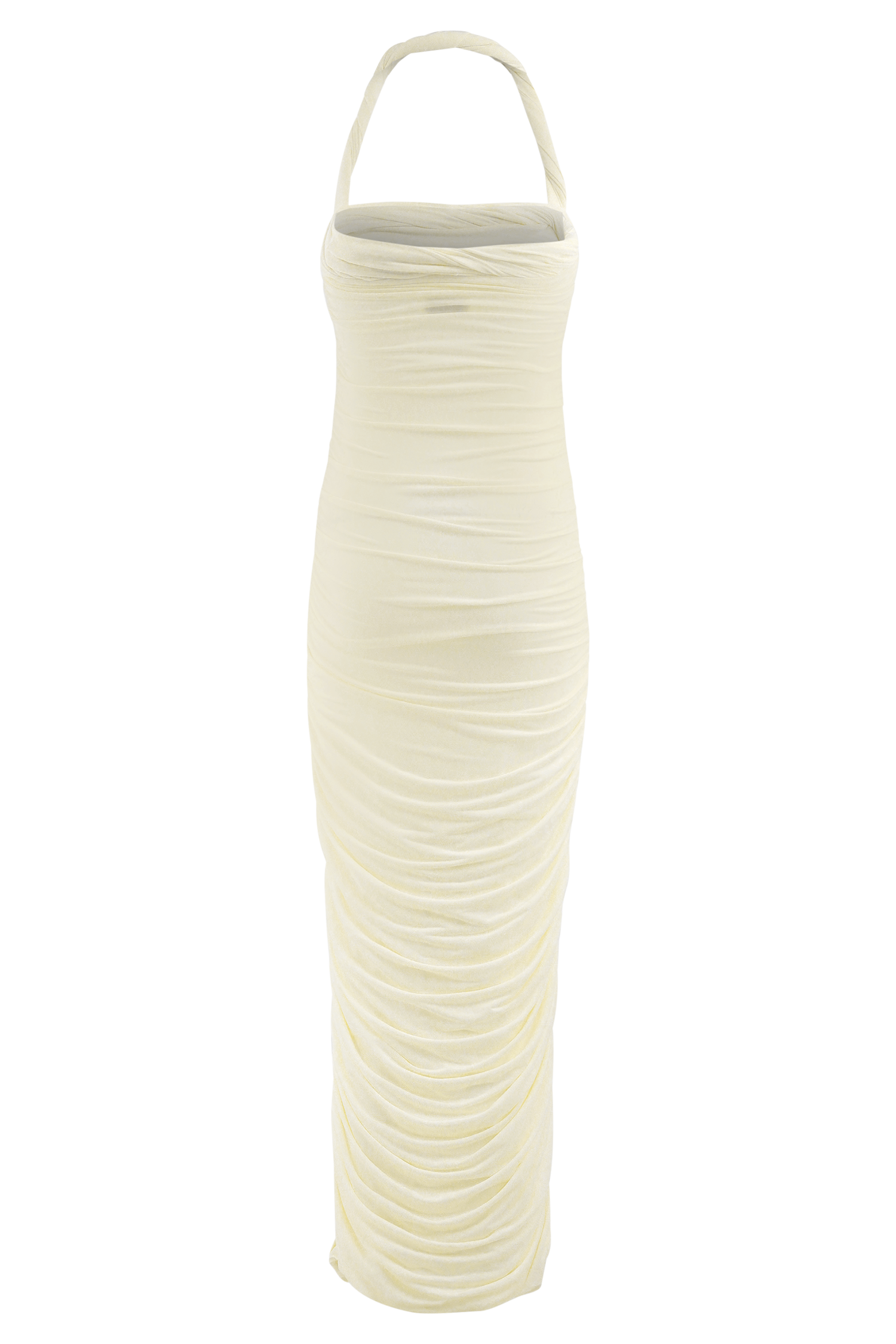 Camila Ruched Halter Midi Dress - Ivory #8