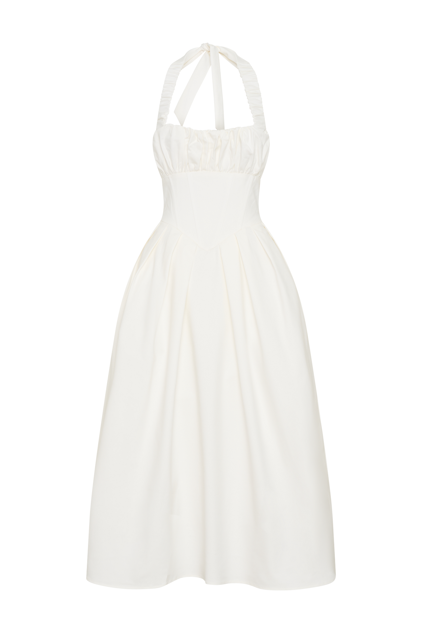 Candy Halter Midi Dress - White