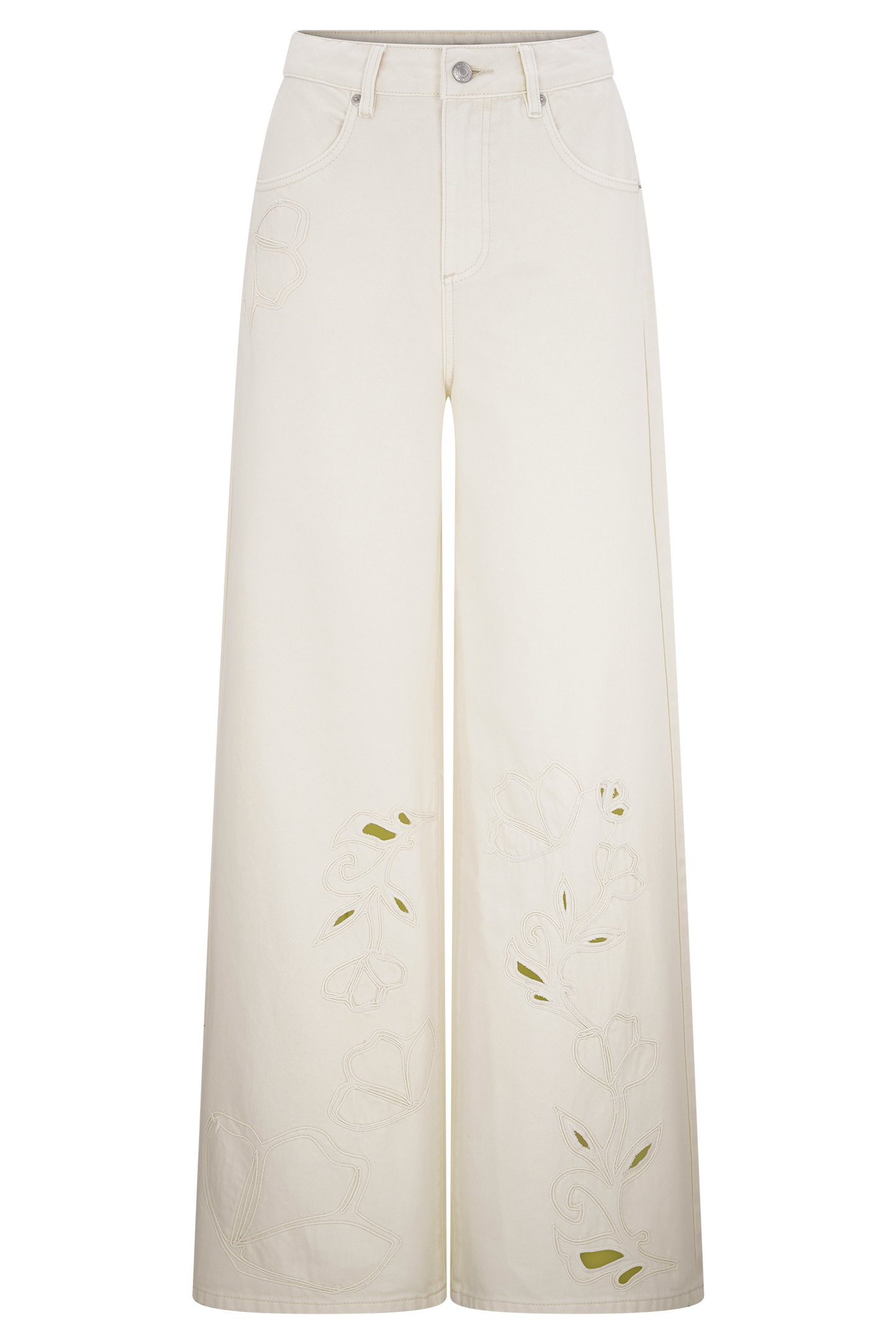 Carmella Embroided Jeans - Ecru