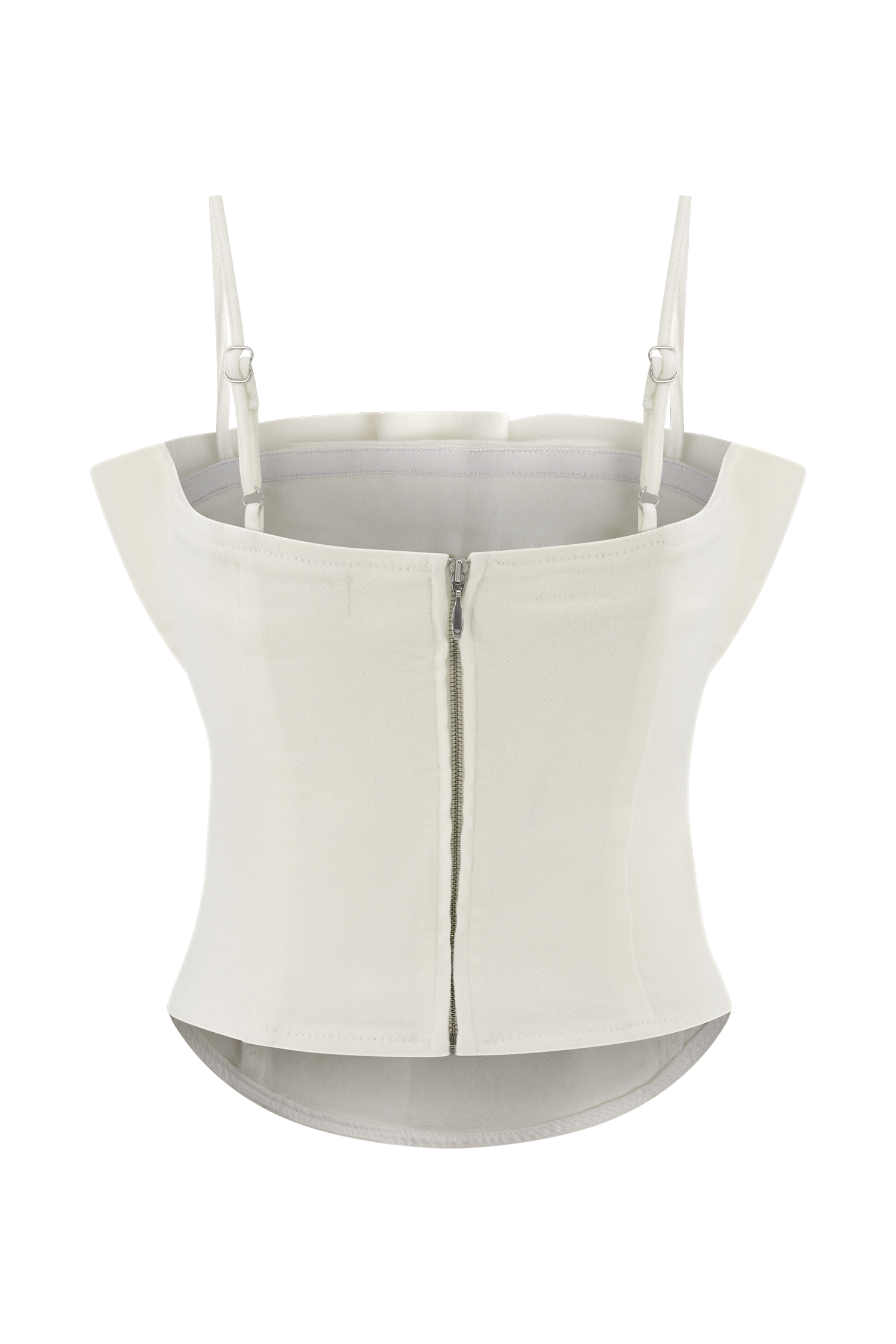 Cecilia Denim Frill Corset - White #8