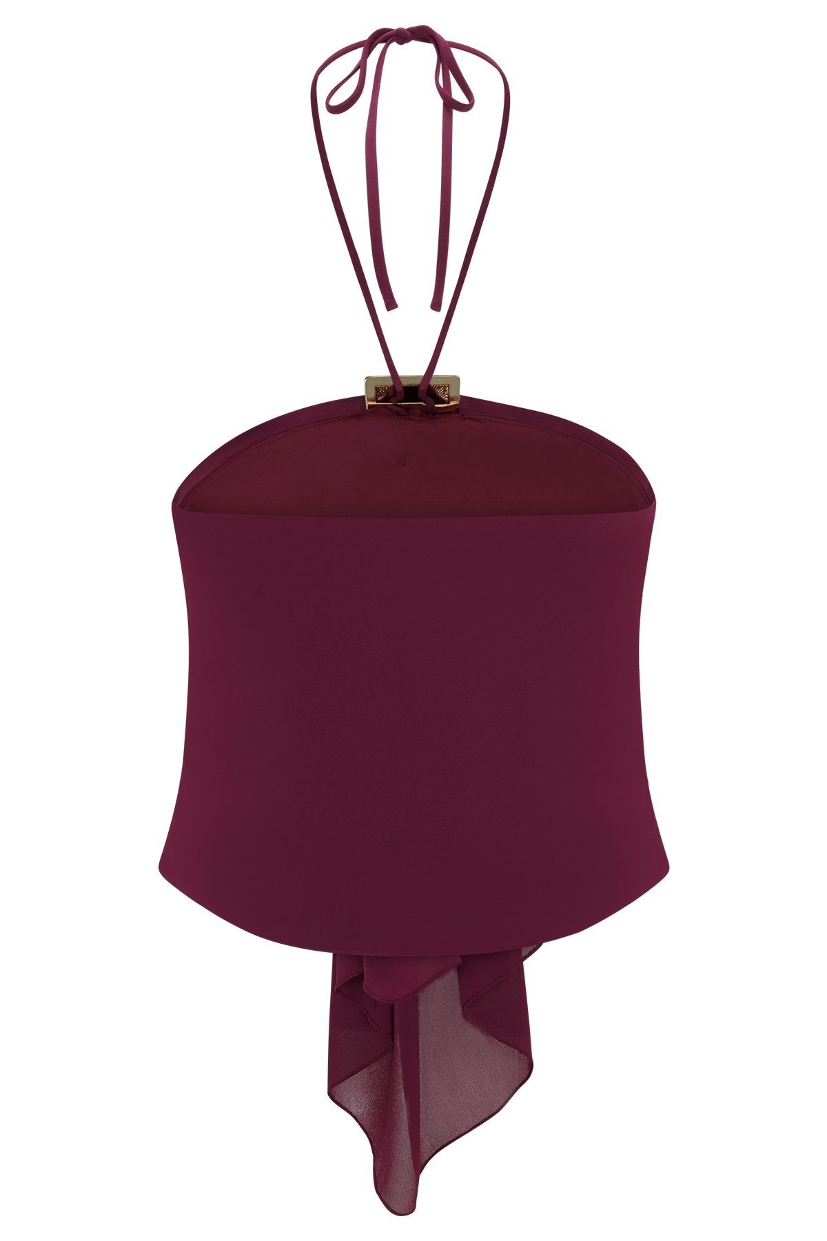 Celina Chiffon Halter Top With Hardware - Cherry Red