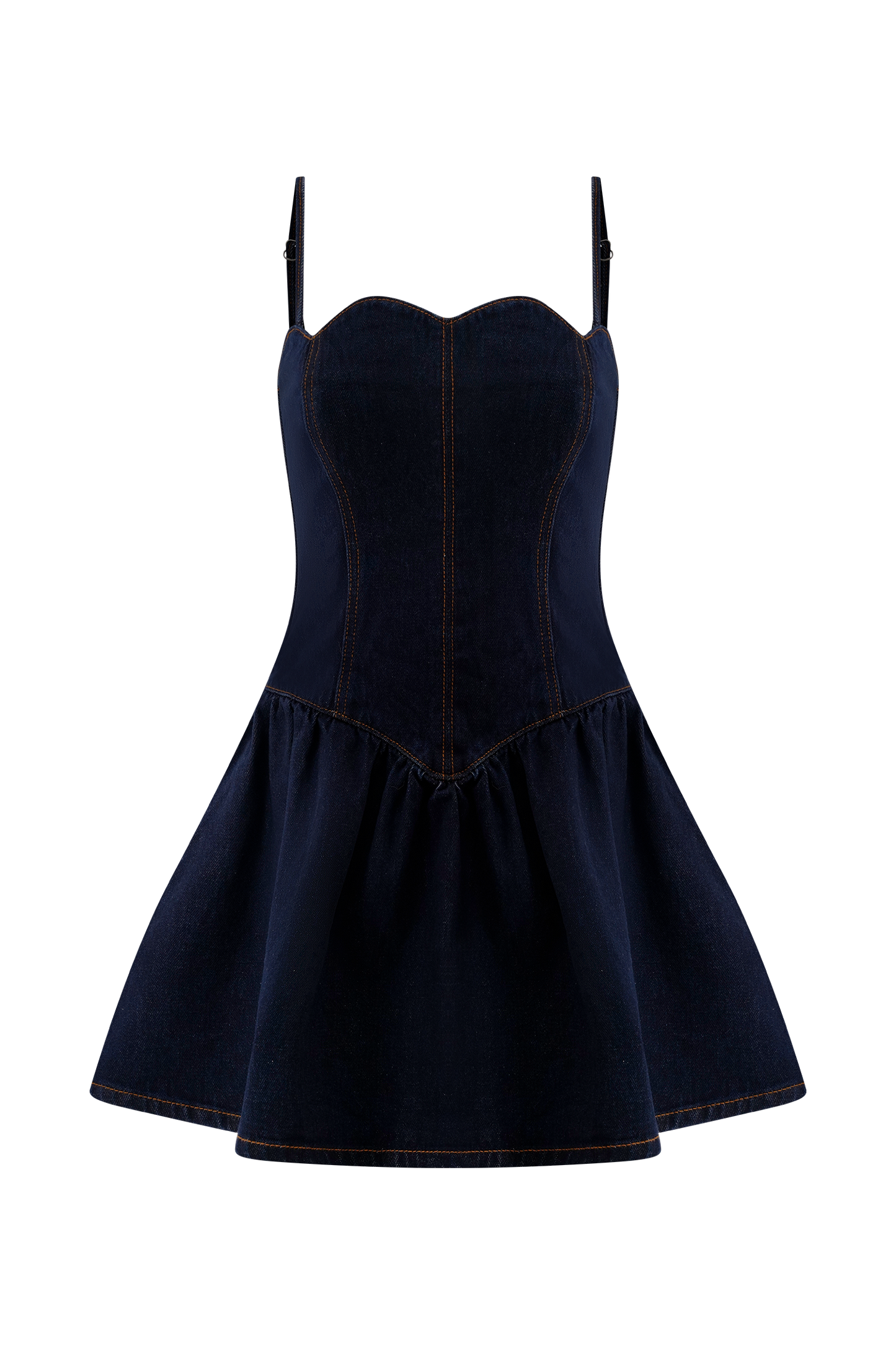 Cheyenne Scallop Denim Mini Dress - Indigo Blue