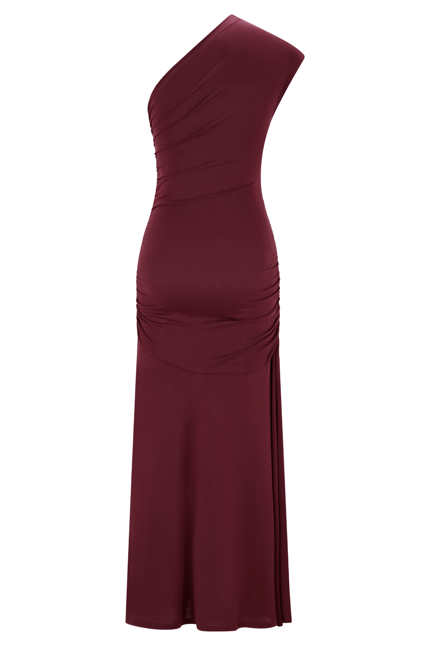 Chloe Peached Jersey One Shoulder Midi Dress - Mahogany