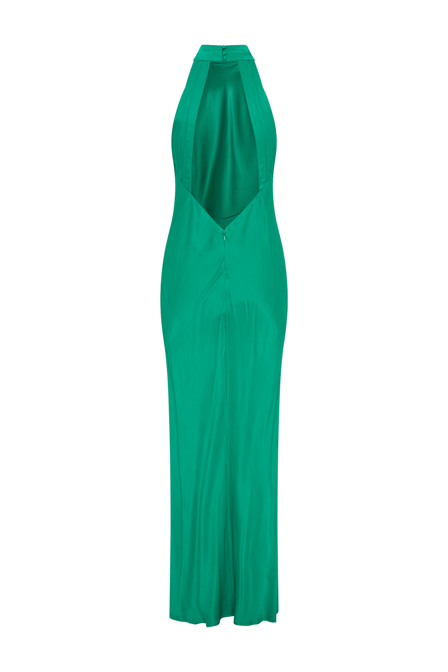Claire Satin Drape Back Maxi Dress with Split - Green