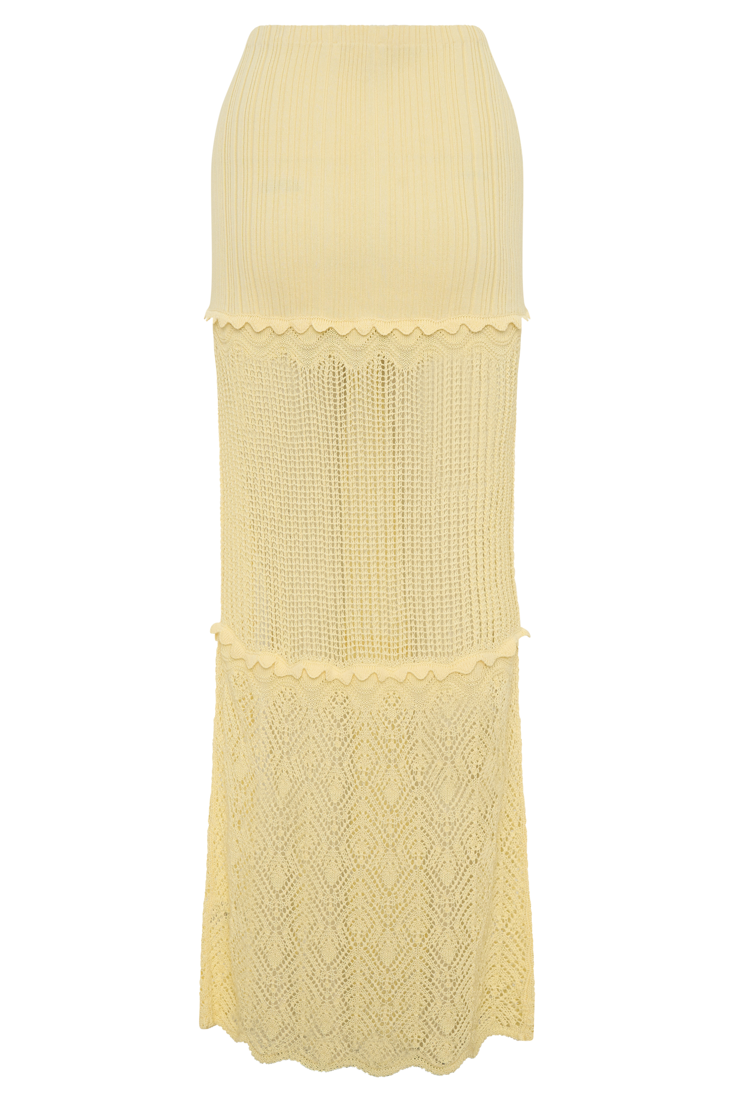 Coleene Pointelle Knit Maxi Skirt - Lemon