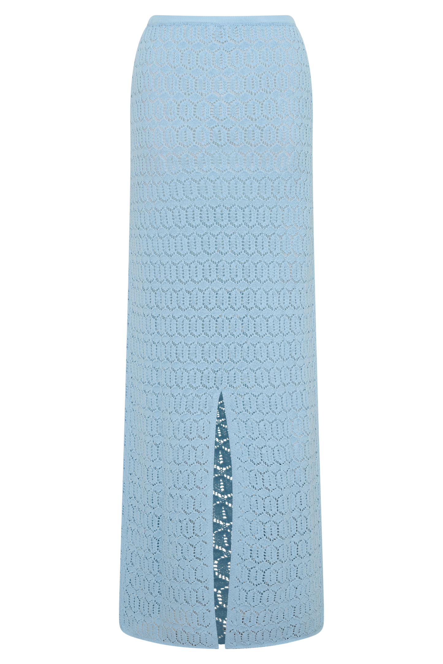 Courtney Crochet Knit Maxi Skirt - Pale Blue
