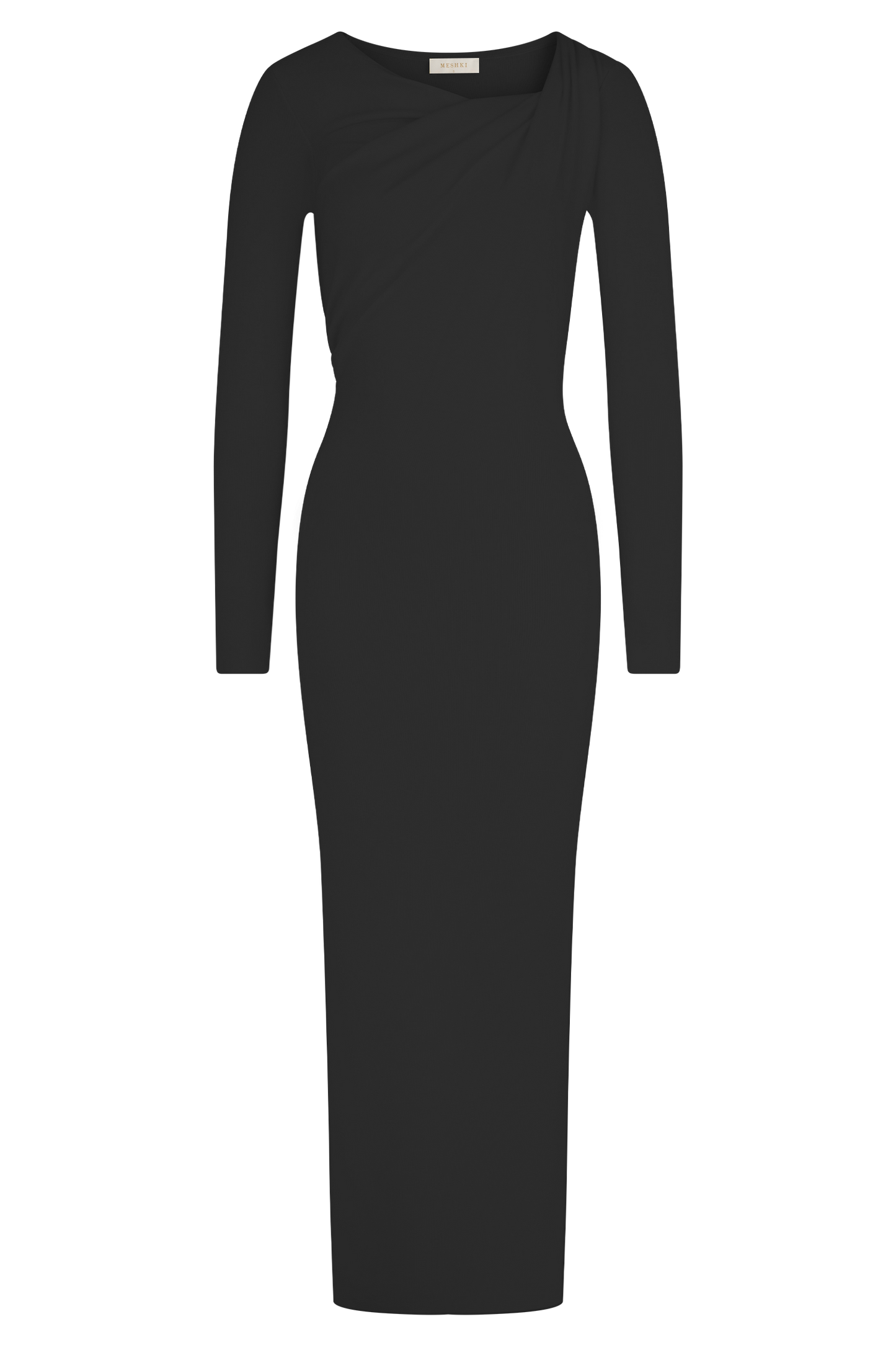 Culver Draped Twist Knit Midi Dress - Black