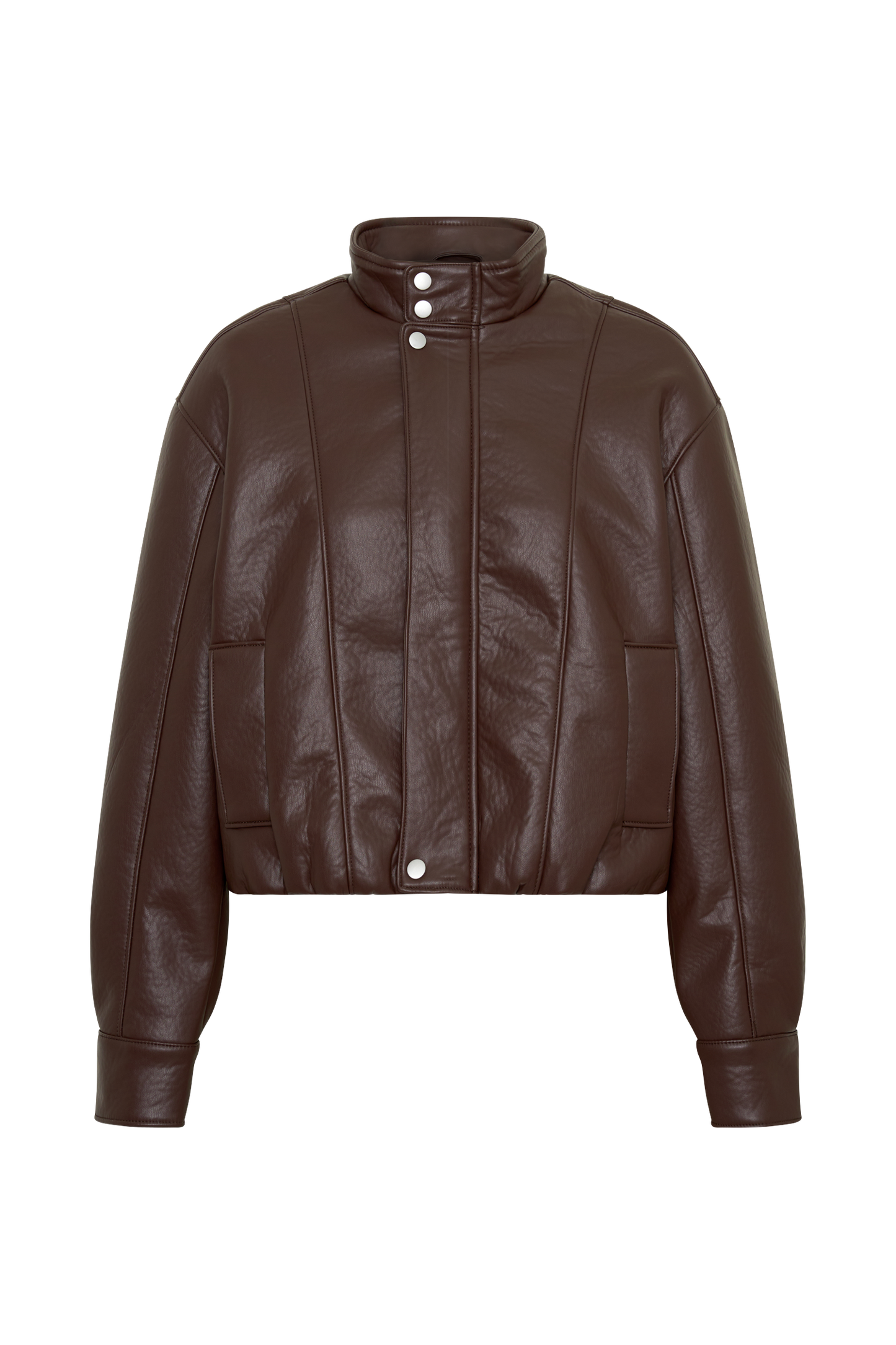Curtis Faux Leather Bomber Jacket - Dark Chocolate