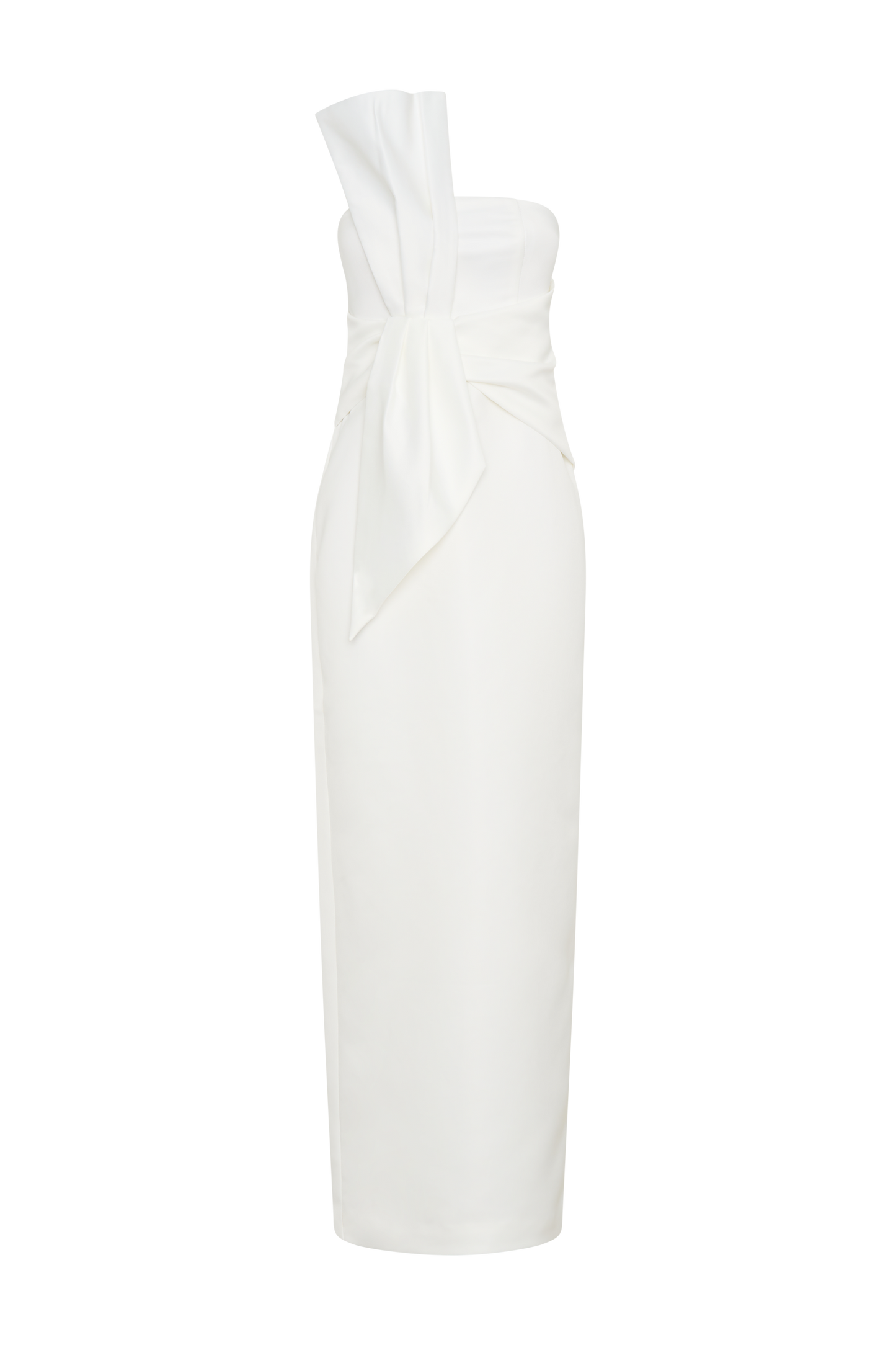 Cyrill Strapless Satin Structured Maxi Dress - White