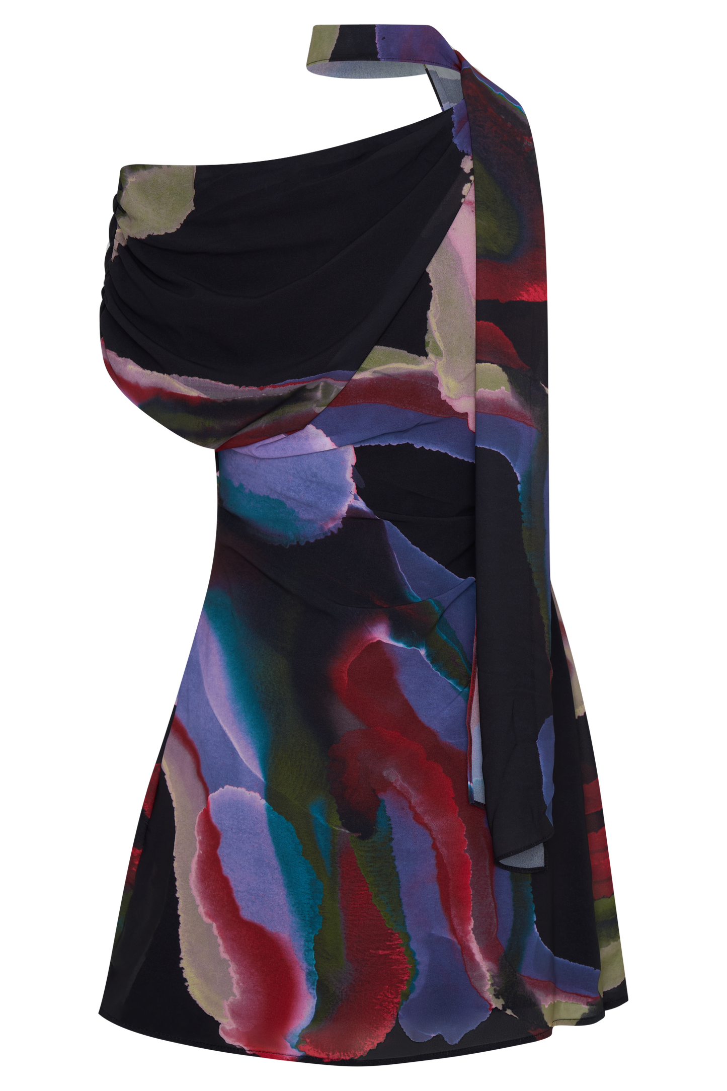 Daisie Chiffon Mini Dress - Multi Fluid Reverie Print