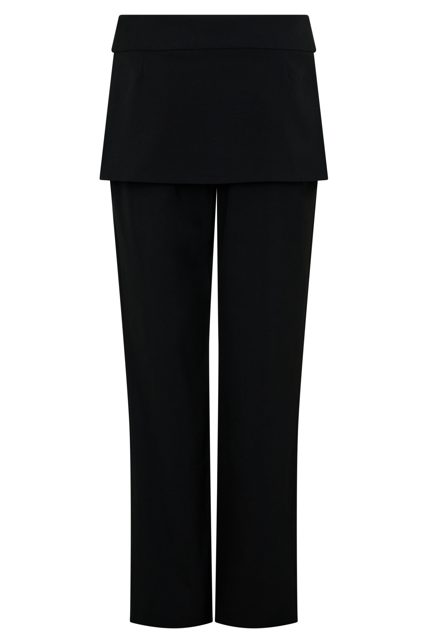 Daisy Wrap Skirt Straight Leg Pants - Black