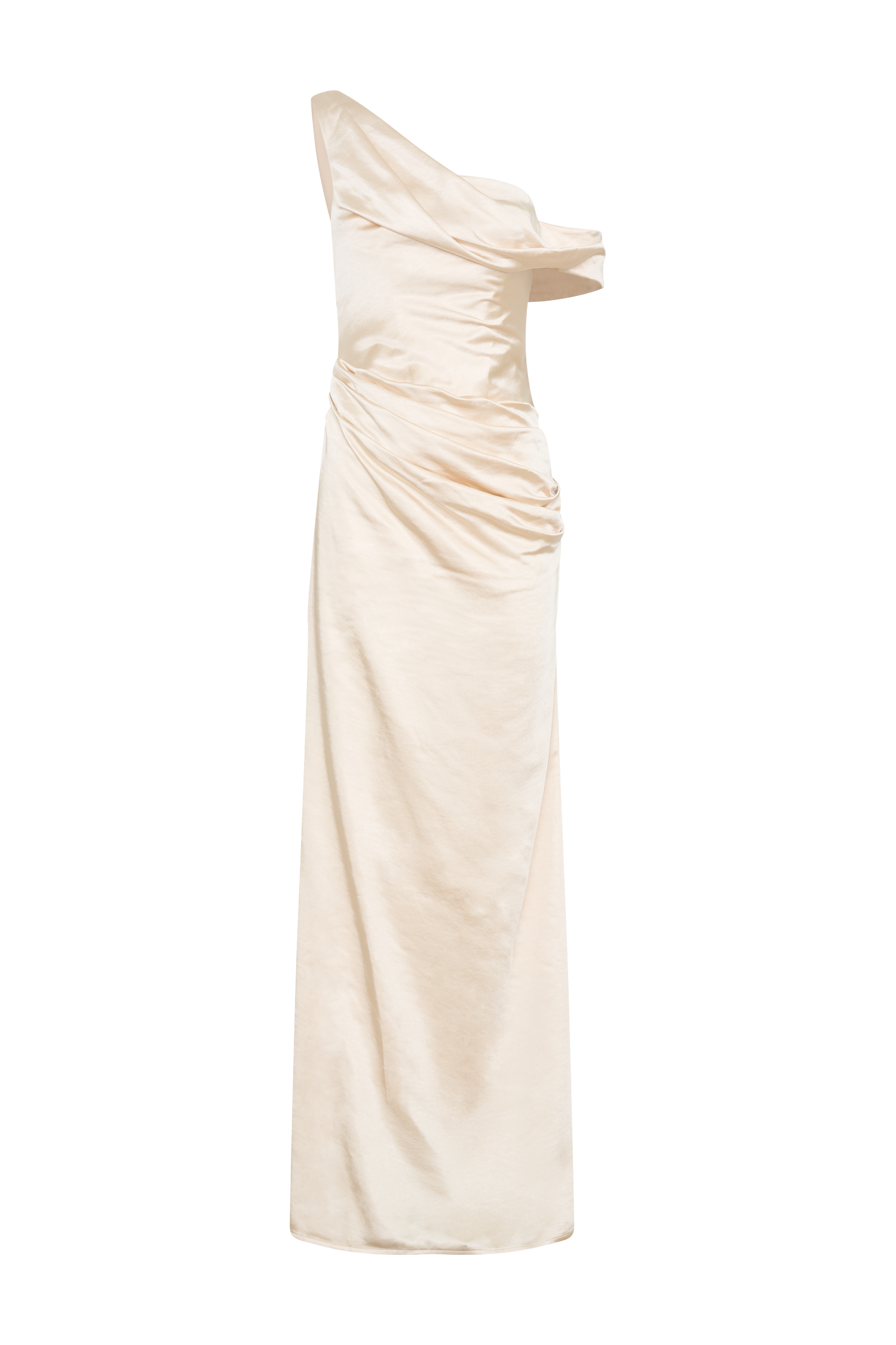 Dalia Off Shoulder Satin Maxi Dress - Blush Gold #11