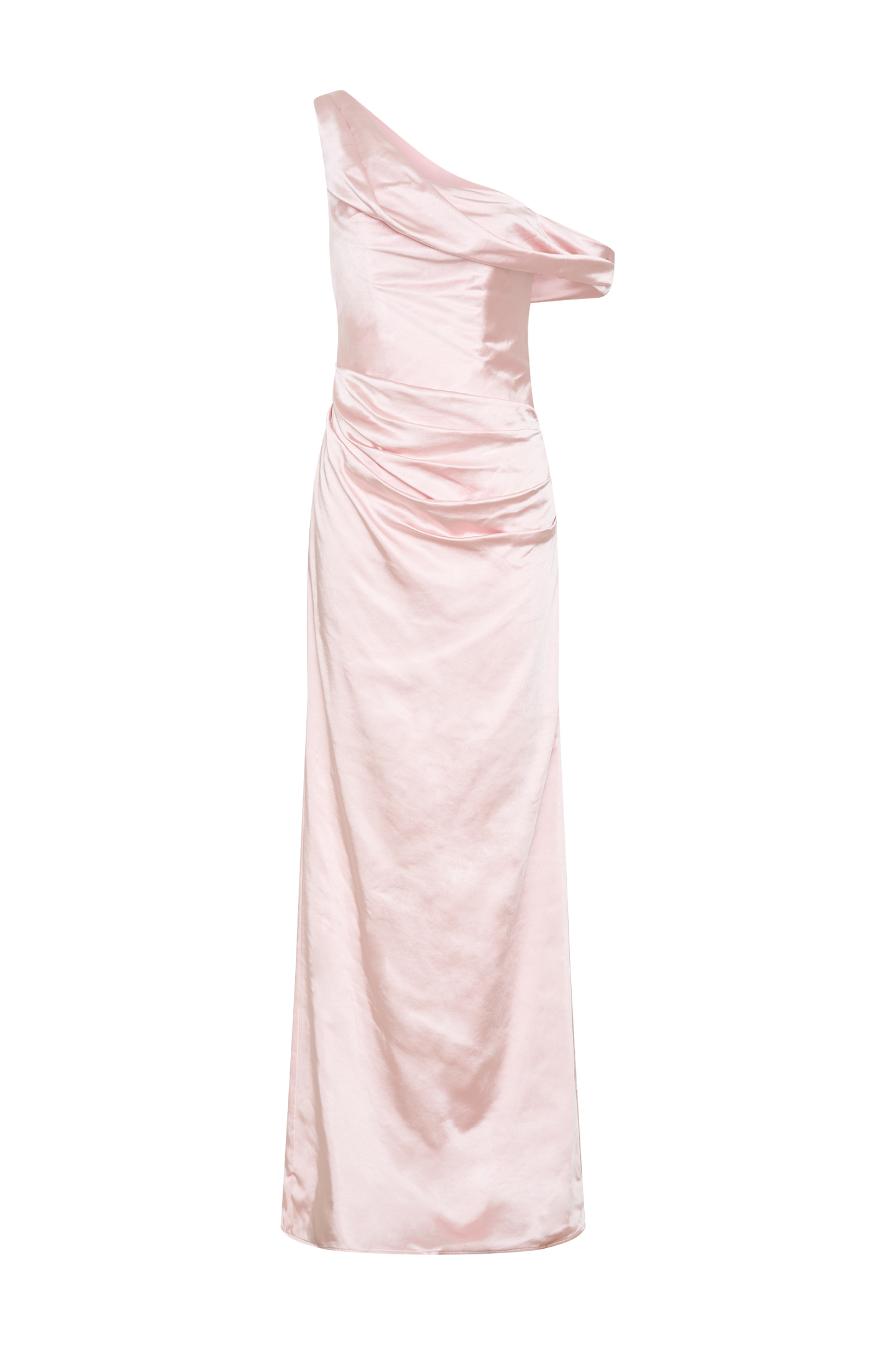 Dalia Off Shoulder Satin Maxi Dress - Soft Pink