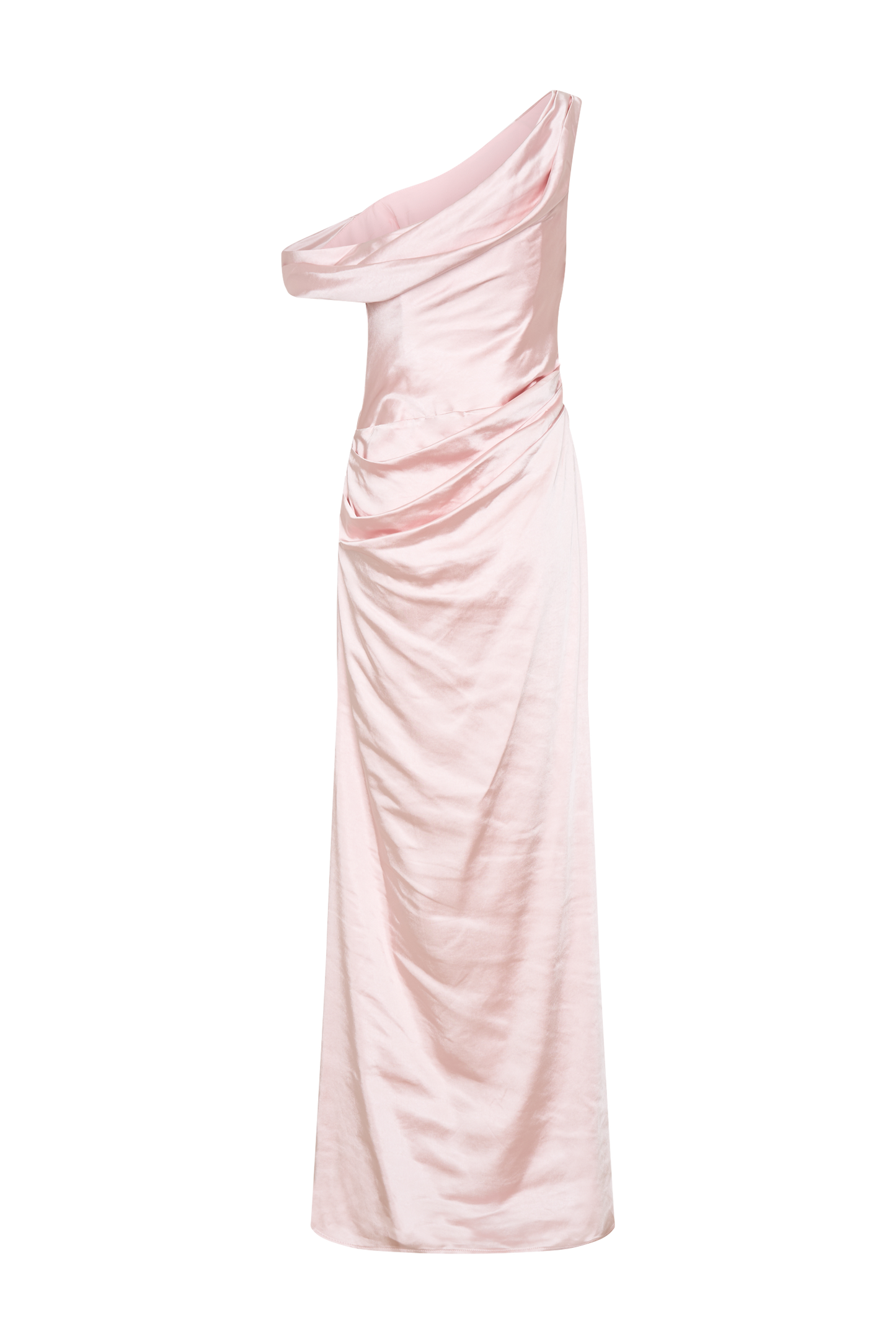 Dalia Off Shoulder Satin Maxi Dress - Soft Pink