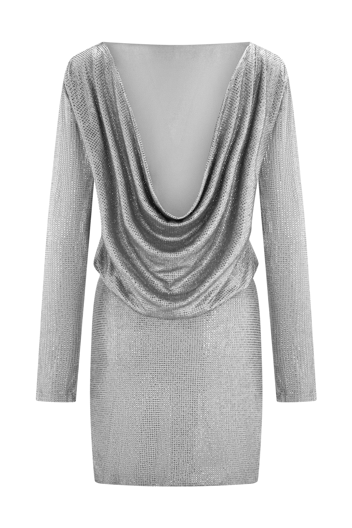 Darius Diamante Cowl Mini Dress - Silver