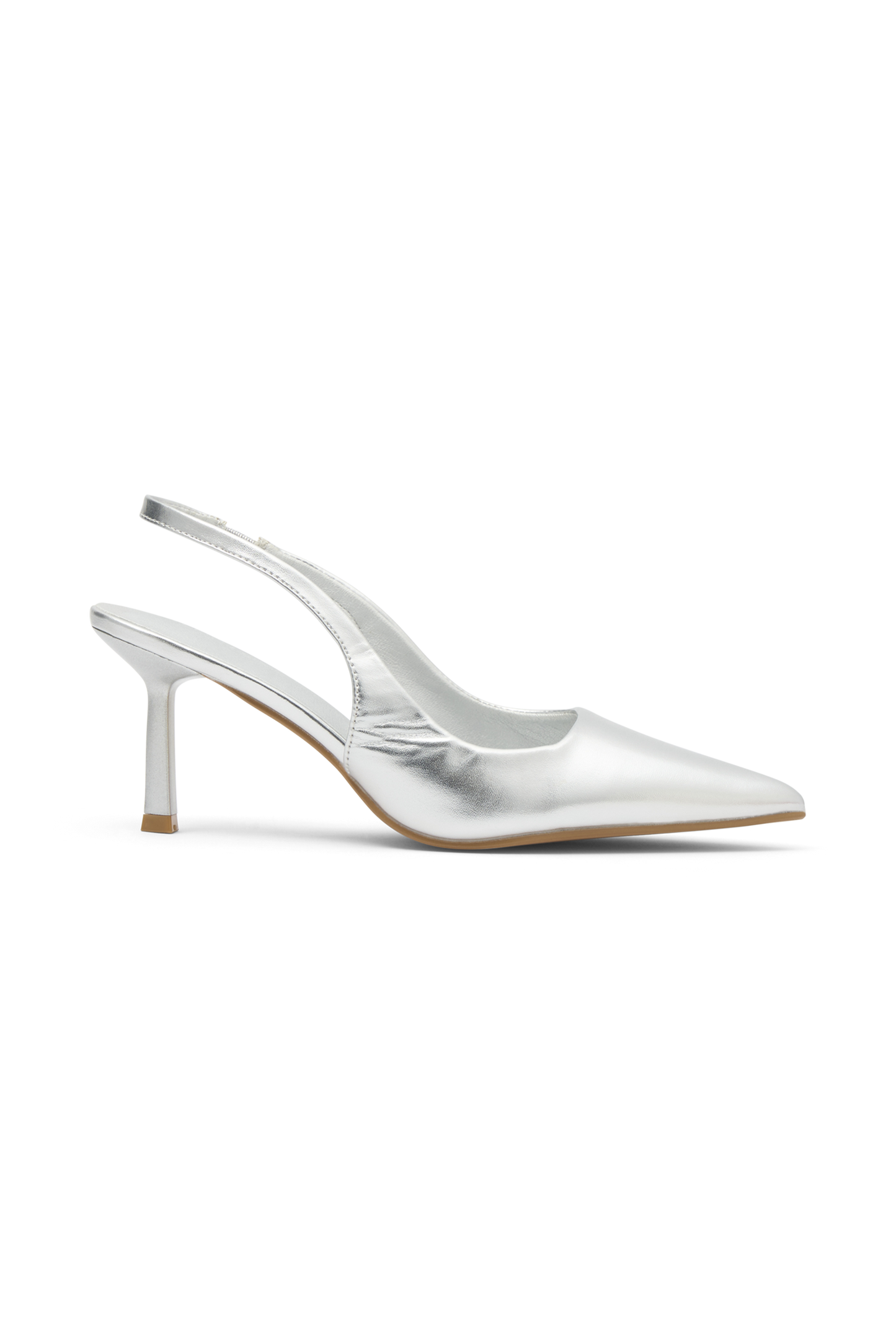 Dasha Patent Sling Back Heels - Silver