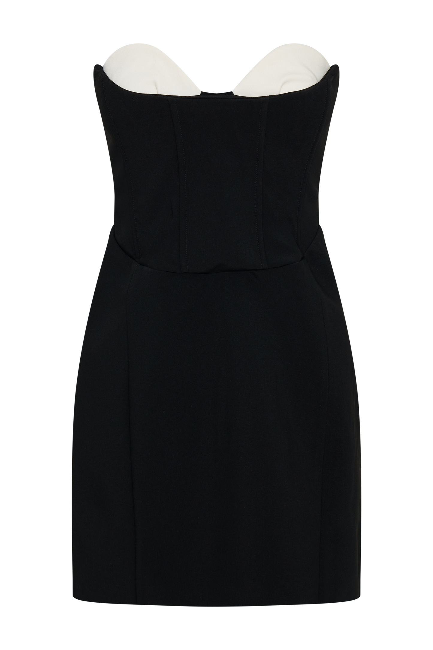 Deana Contrast Suiting Strapless Mini Dress - Black