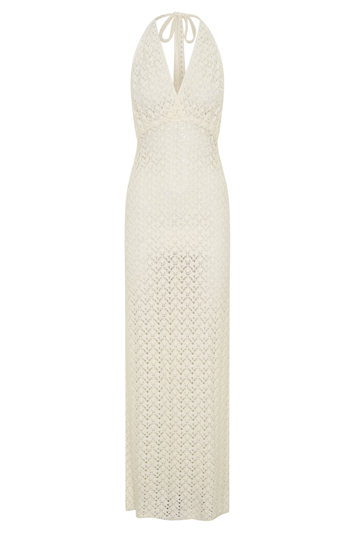 Deeliah Halterneck Crochet Maxi Dress - Ivory