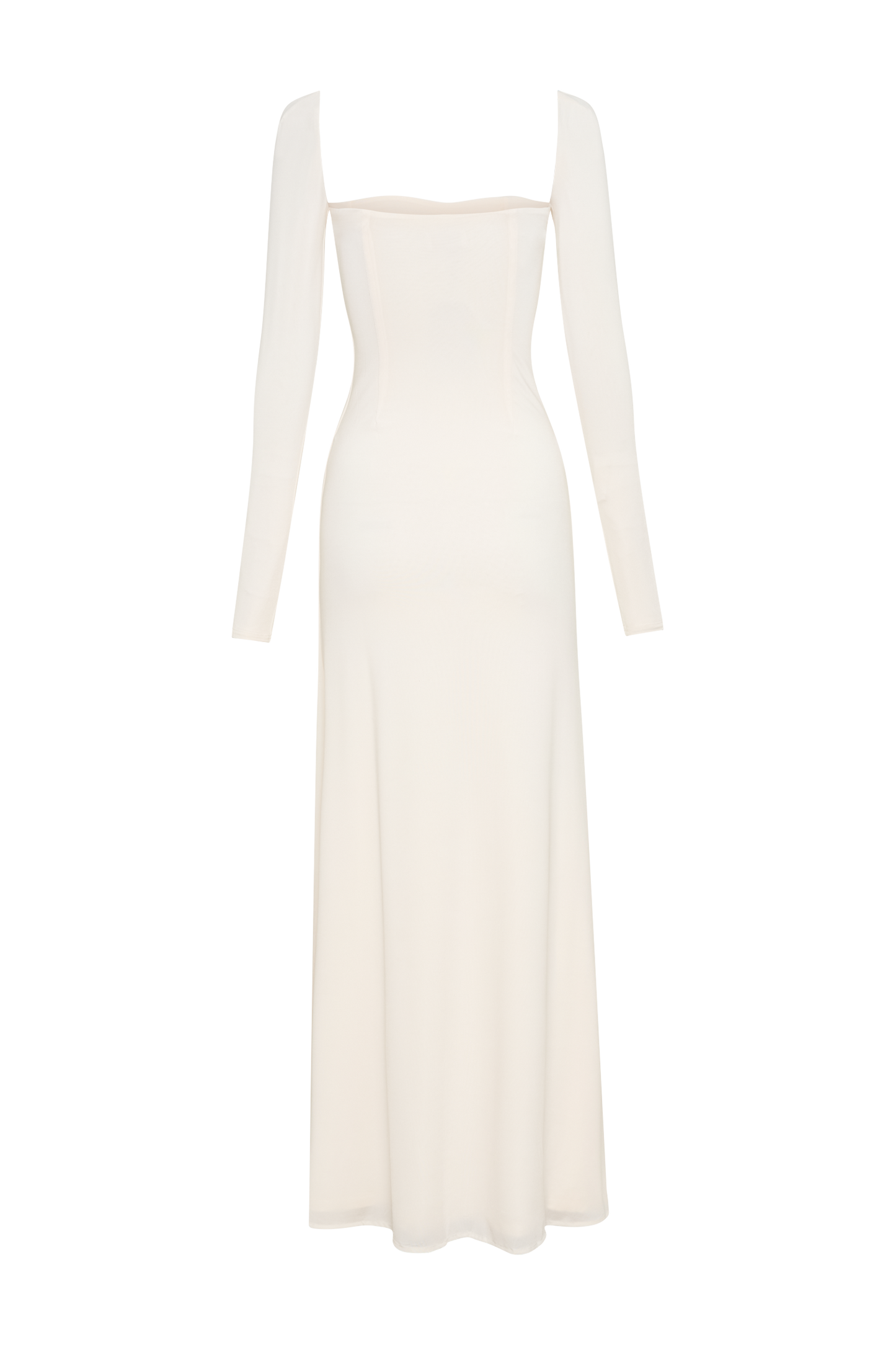 Desirie Slinky Long Sleeve Maxi Dress With Split - Ivory