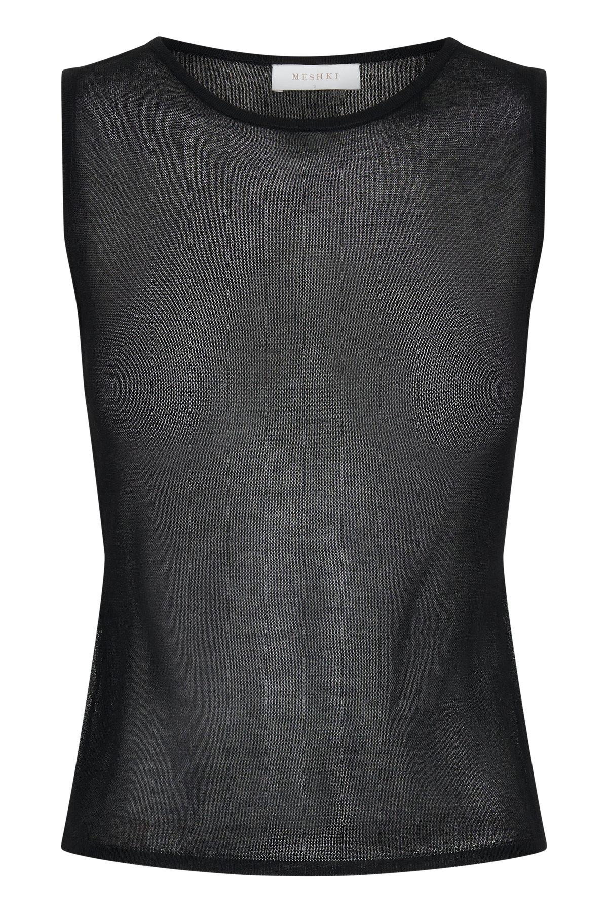Dollie Sheer Knit Tank Top - Black