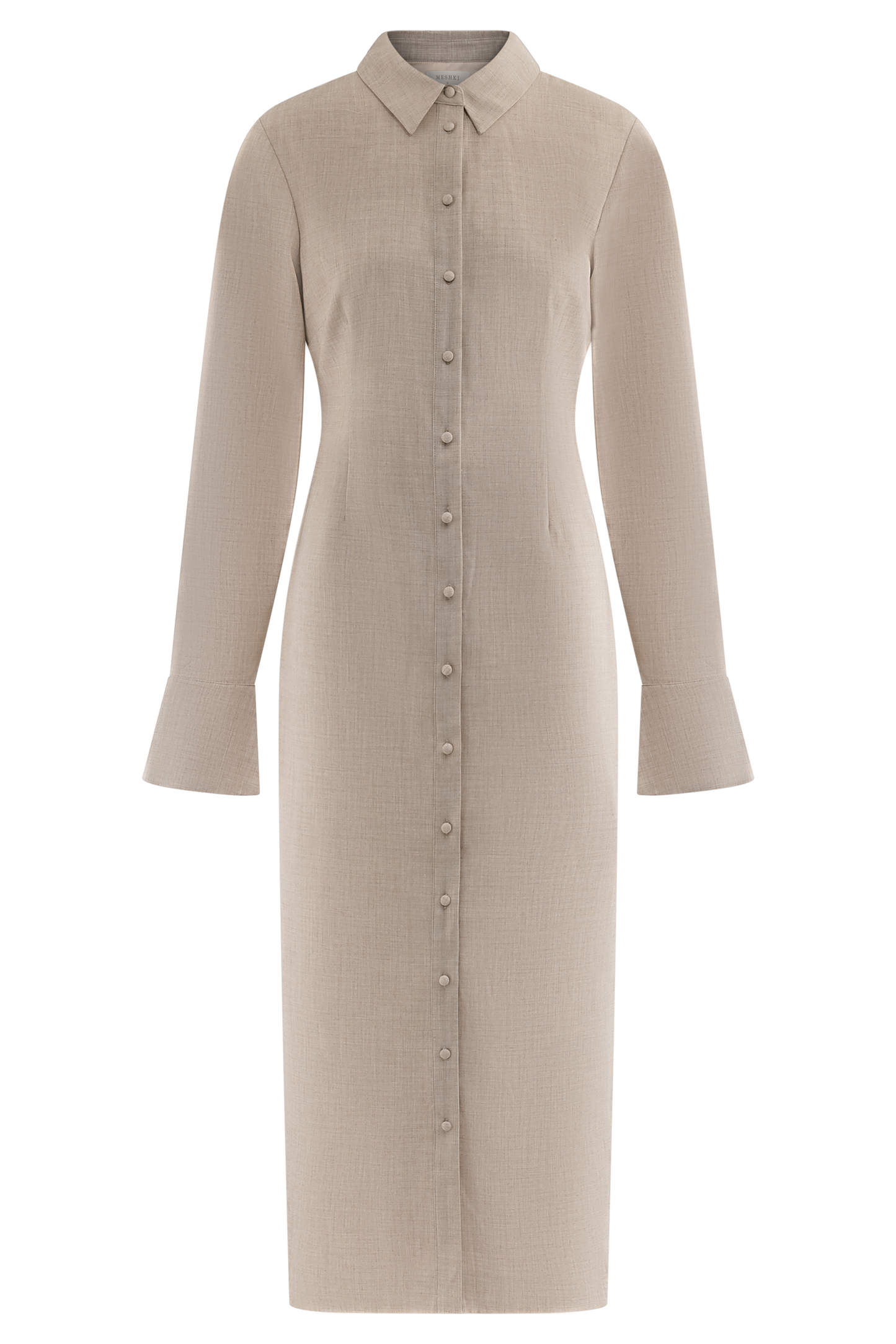 Dorian Fitted Shirt Midi Dress - Wheat Marle