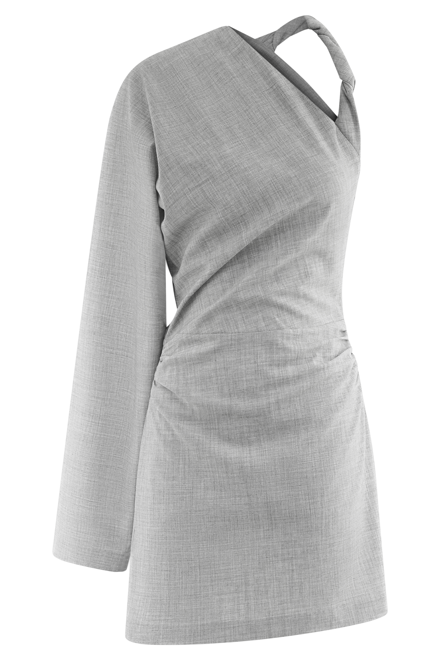 Dorian Twist Shoulder Mini Dress - Charcoal Marle